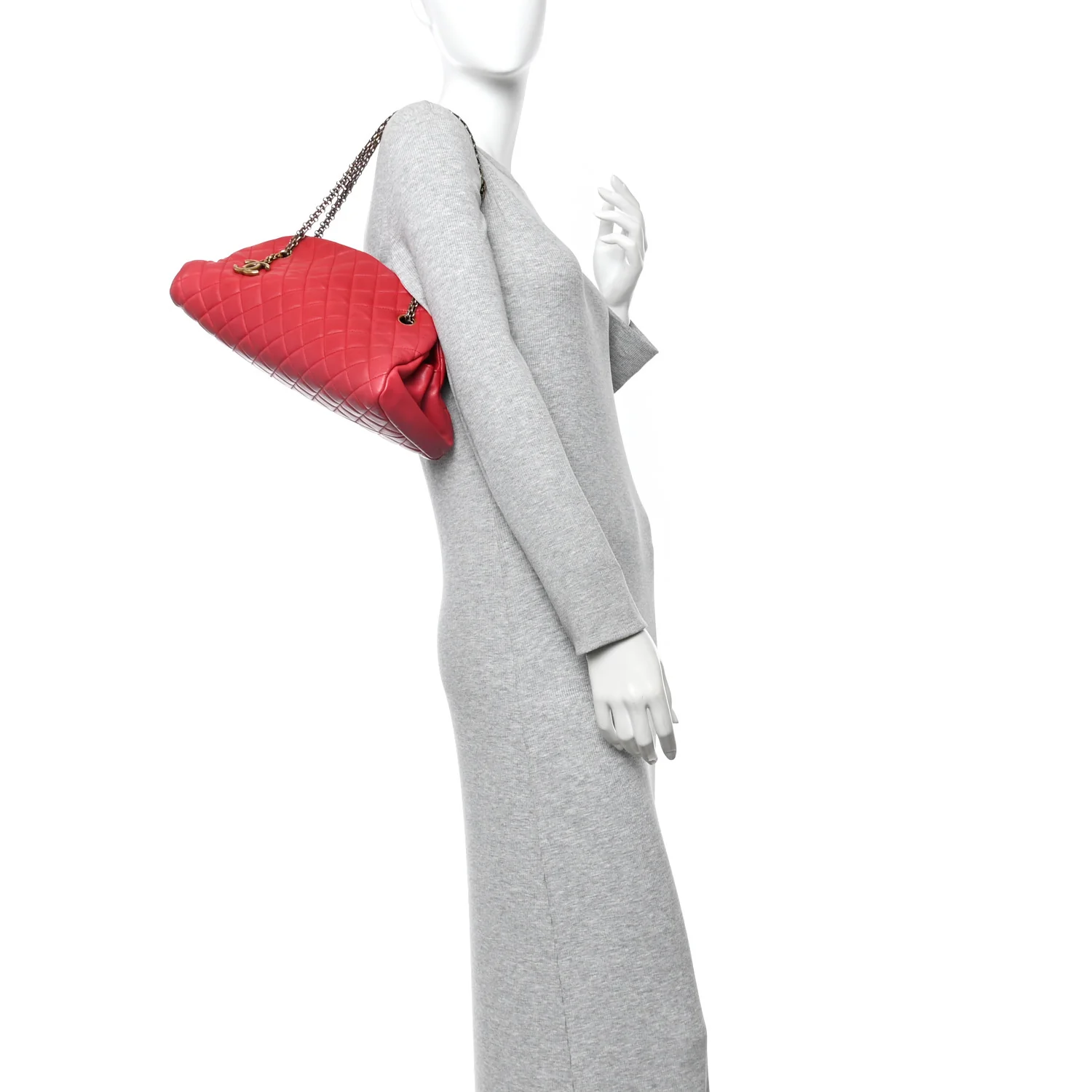Calfskin Quilted Medium Just Mademoiselle Bowling Bag Red - Image 2