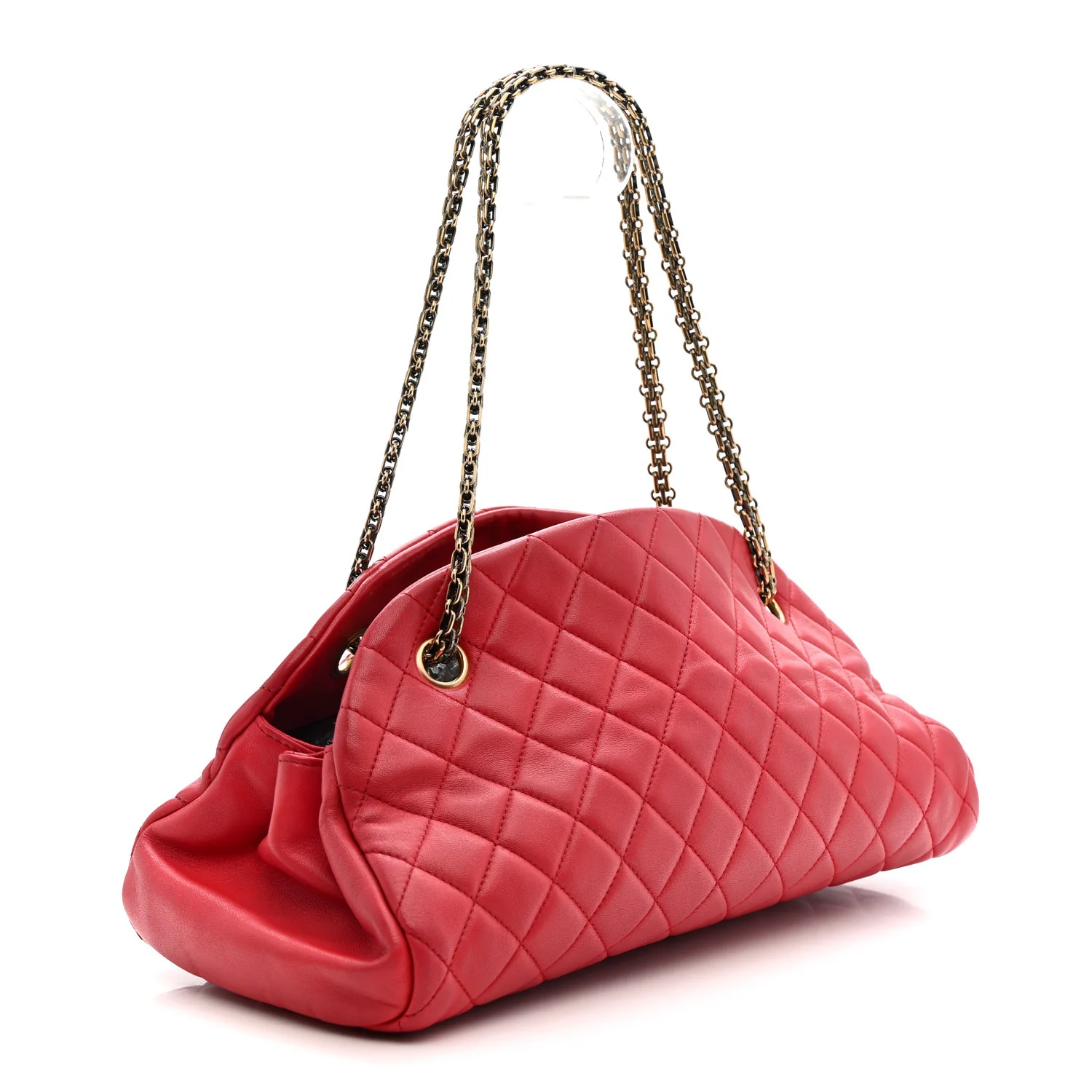 Calfskin Quilted Medium Just Mademoiselle Bowling Bag Red - Image 3