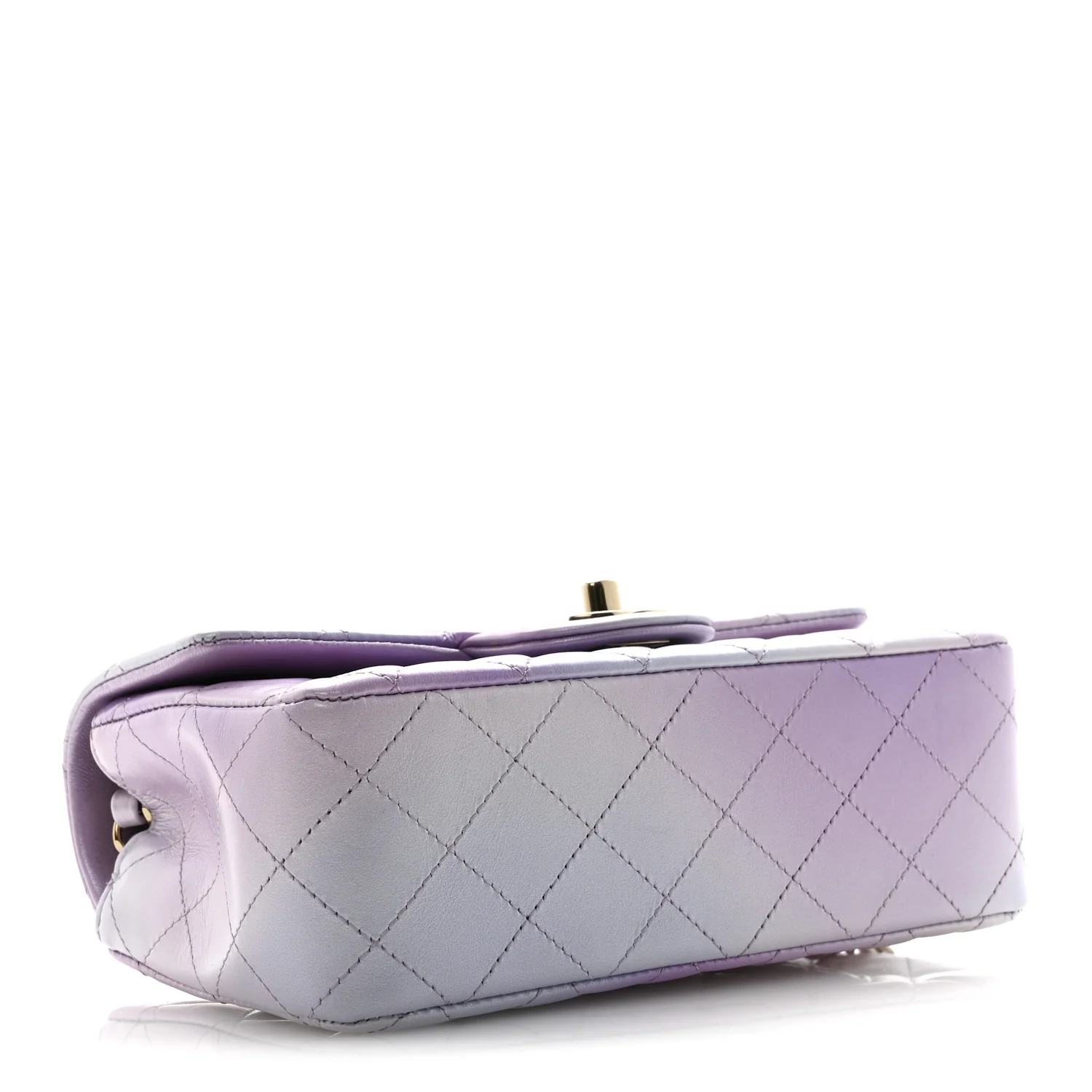 Calfskin Quilted Mini Cloudy Tie Dye Rectangular Flap Purple Blue Pink - Image 4
