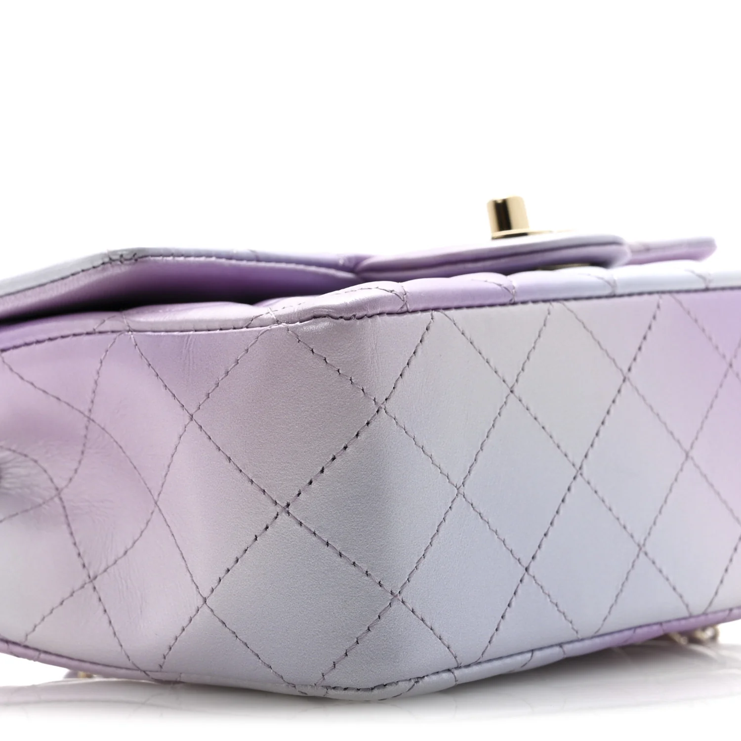 Calfskin Quilted Mini Cloudy Tie Dye Rectangular Flap Purple Blue Pink - Image 9