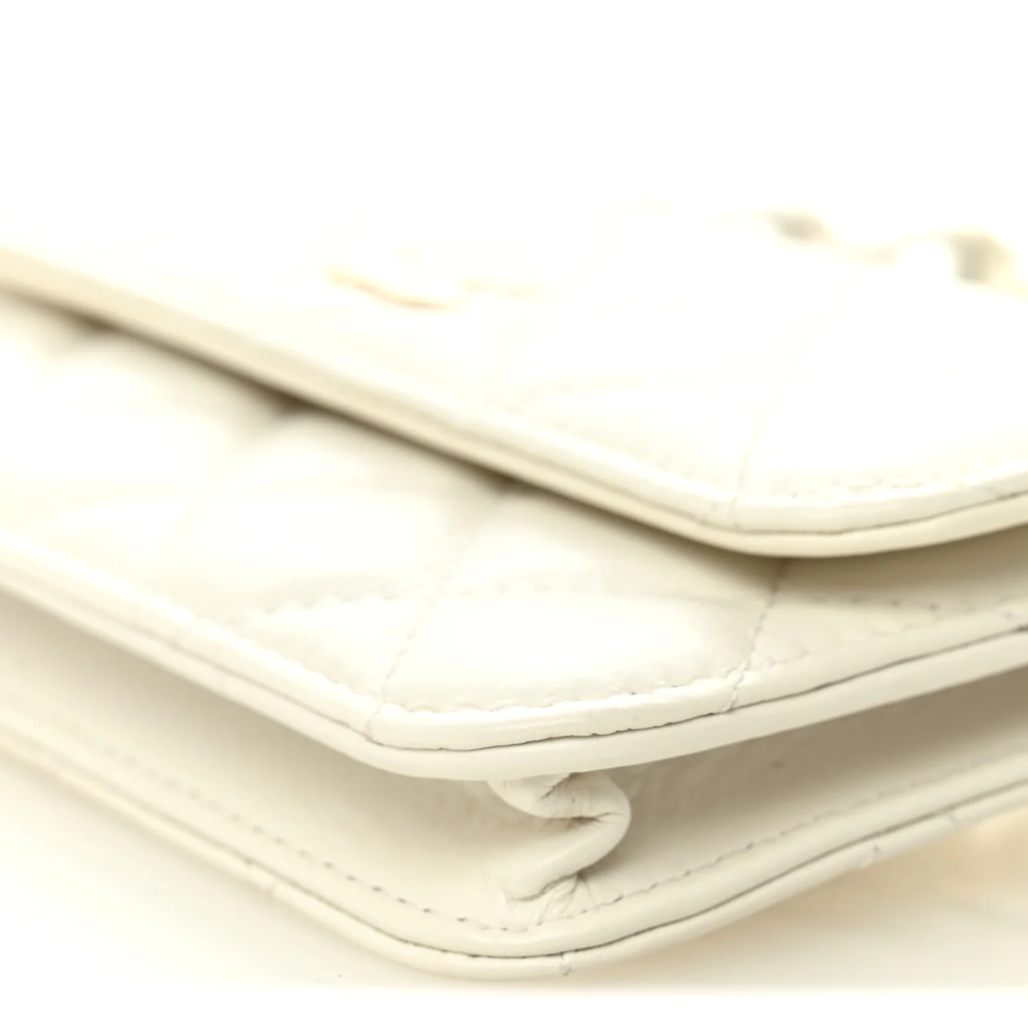 Calfskin Quilted Mini Maxi Pearls Wallet On Chain WOC White - Image 11