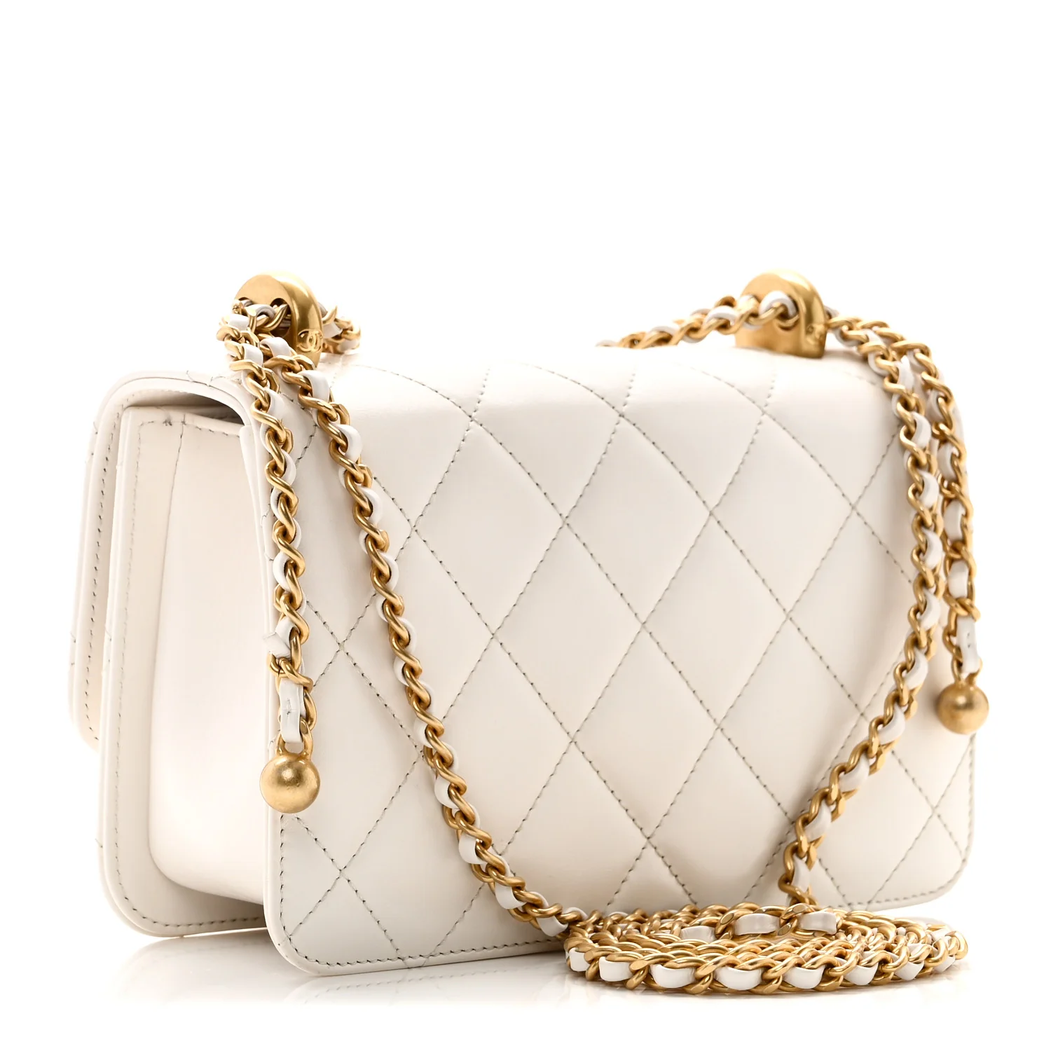 Calfskin Quilted Mini Perfect Fit Flap White - Image 3