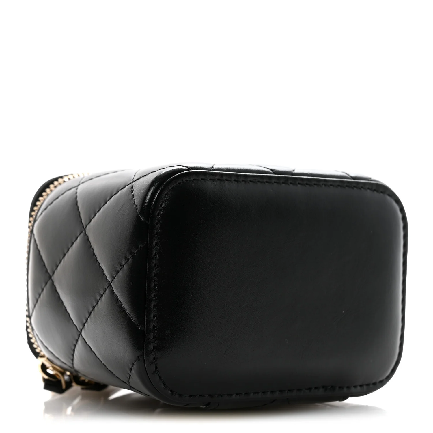 Calfskin Quilted Mini Perfect Fit Vanity Case With Chain Black - Image 4