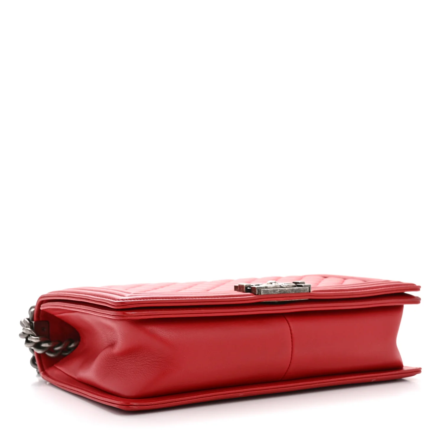 Calfskin Quilted New Medium Boy Flap Red - Image 4