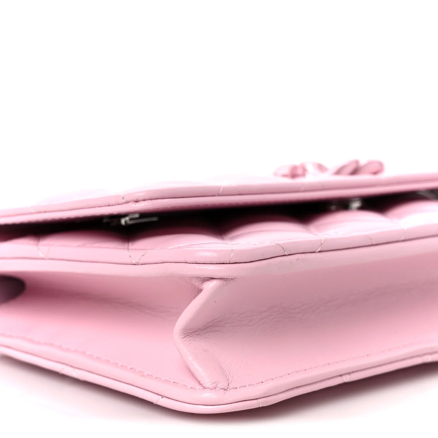 Calfskin Quilted Pearly CC Wallet On Chain WOC Pink - Image 10