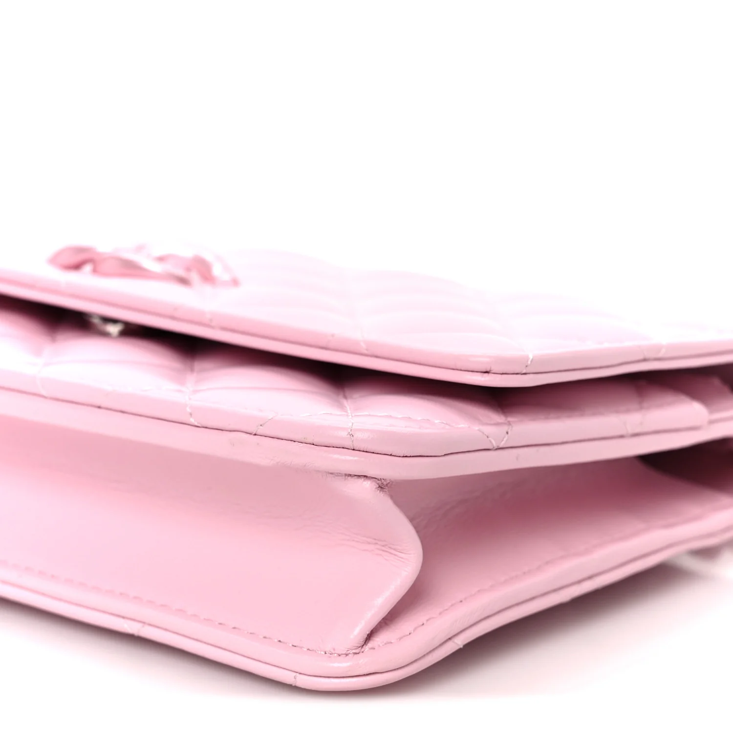 Calfskin Quilted Pearly CC Wallet On Chain WOC Pink - Image 11