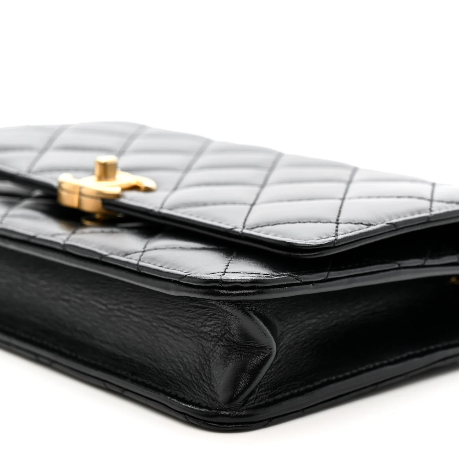 Calfskin Quilted Perfect Fit Wallet On Chain WOC Black - Image 11