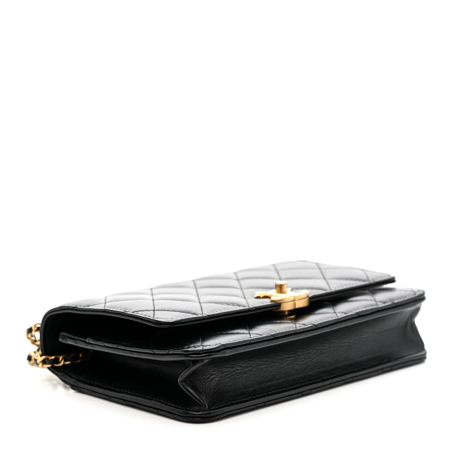 Calfskin Quilted Perfect Fit Wallet On Chain WOC Black - Image 4