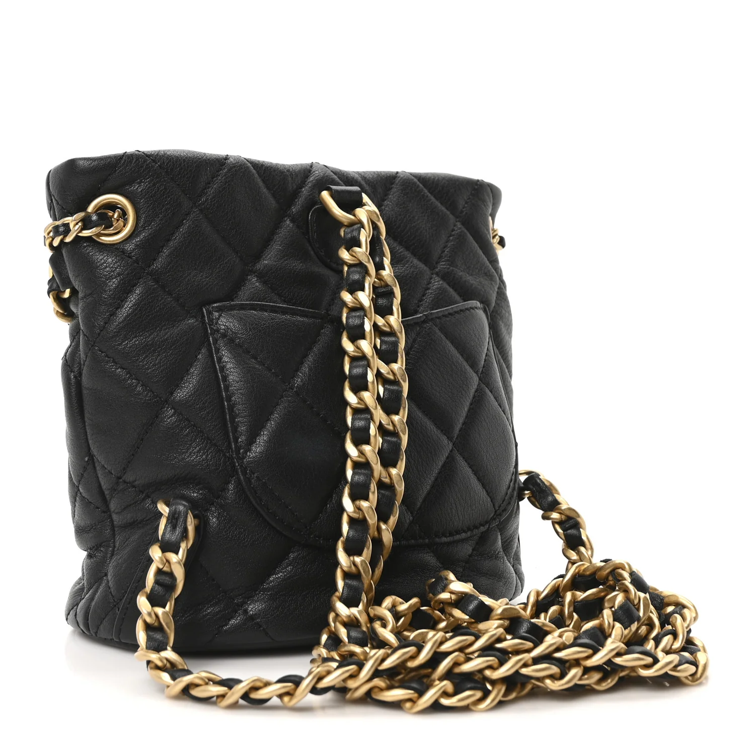Calfskin Quilted Small CC Chain Bucket Backpack Black - Image 3