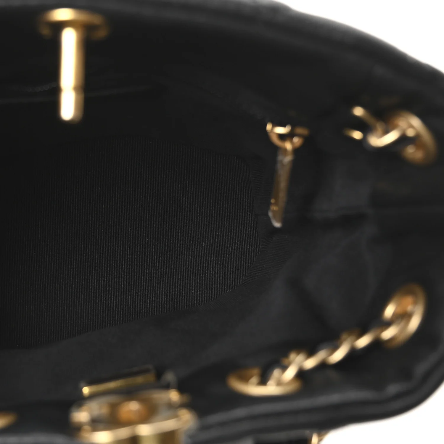 Calfskin Quilted Small CC Chain Bucket Backpack Black - Image 5