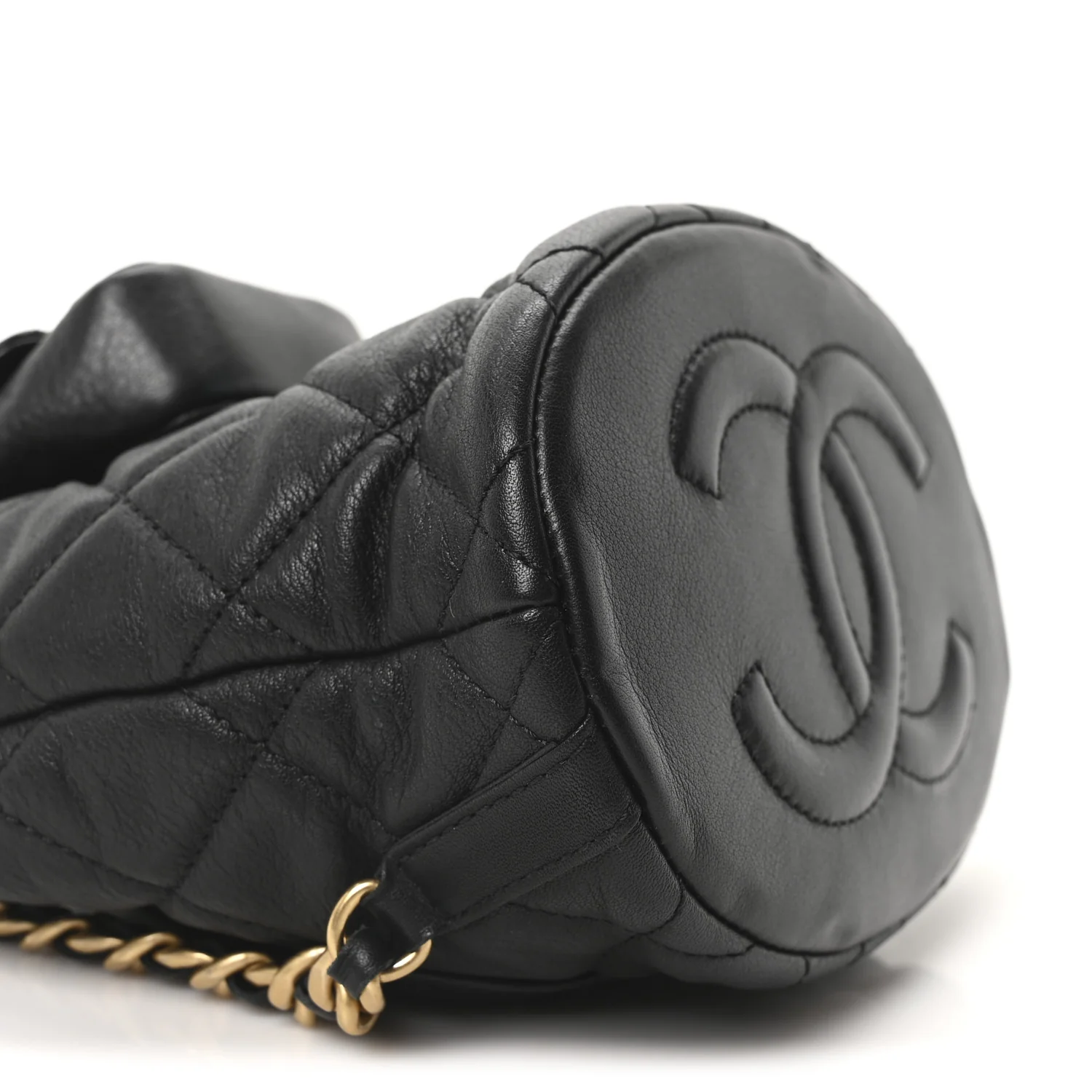 Calfskin Quilted Small CC Chain Bucket Backpack Black - Image 9