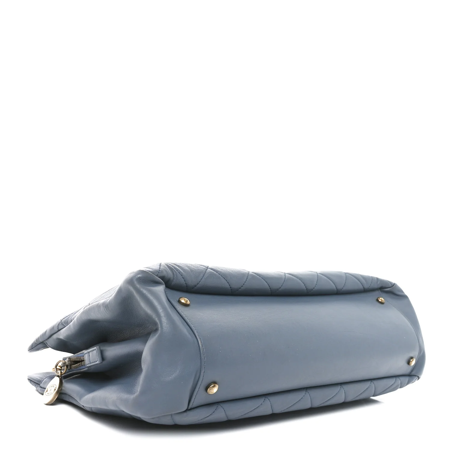 Calfskin Quilted Small CC Crown Tote Blue - Image 4