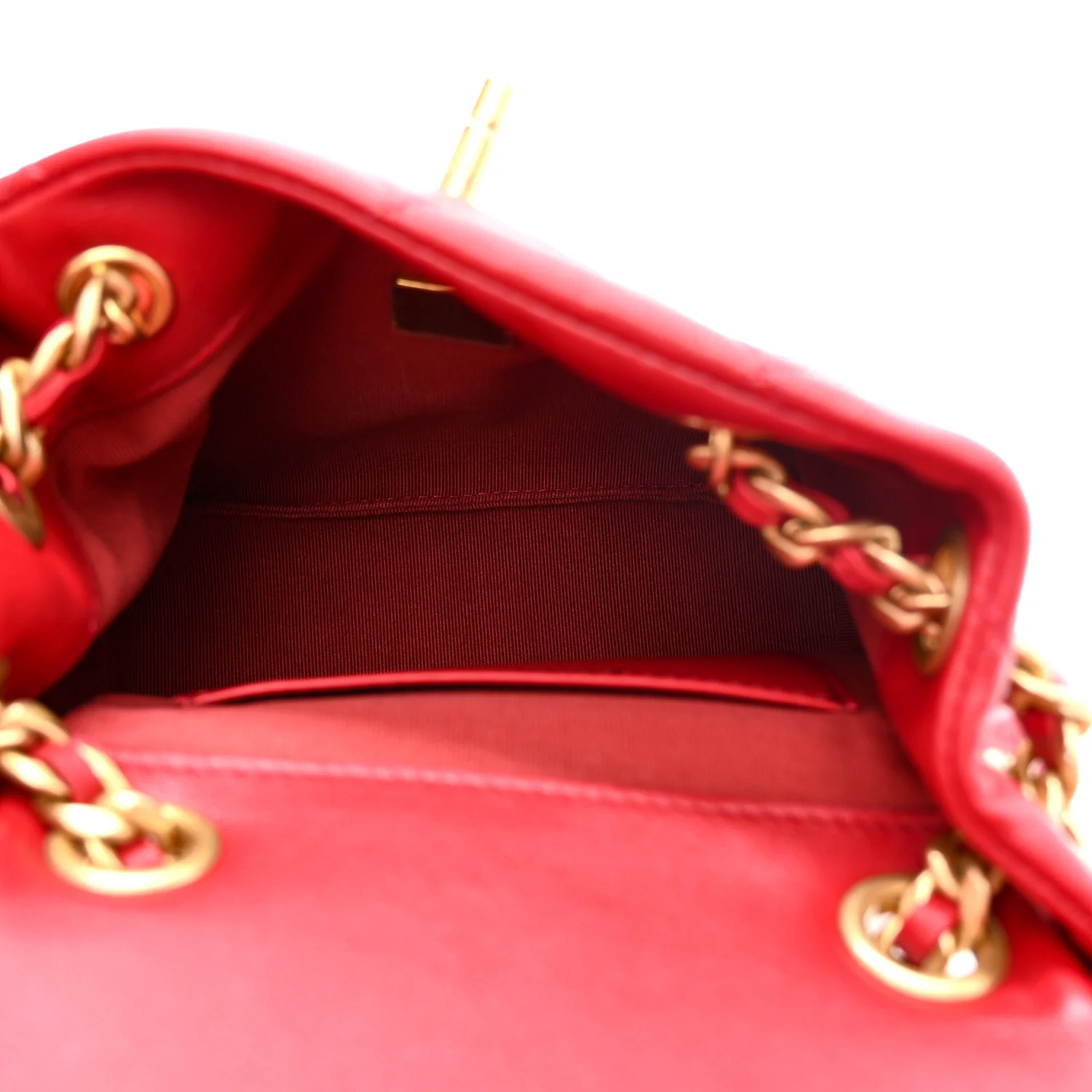 Calfskin Quilted Small Charms Backpack Red - Image 5