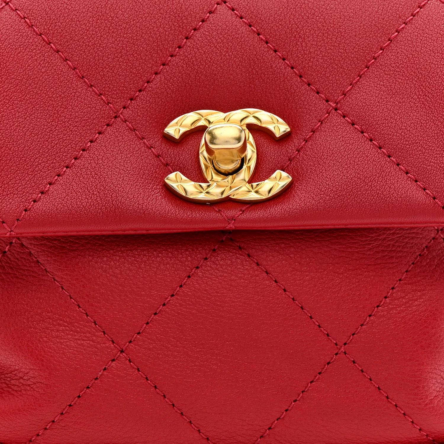 Calfskin Quilted Small Charms Backpack Red - Image 8