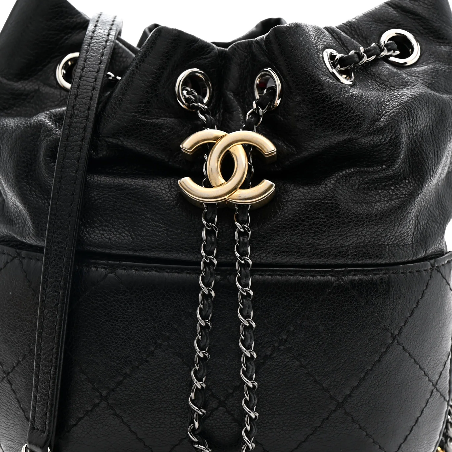 Calfskin Quilted Small Gabrielle Bucket Black - Image 8