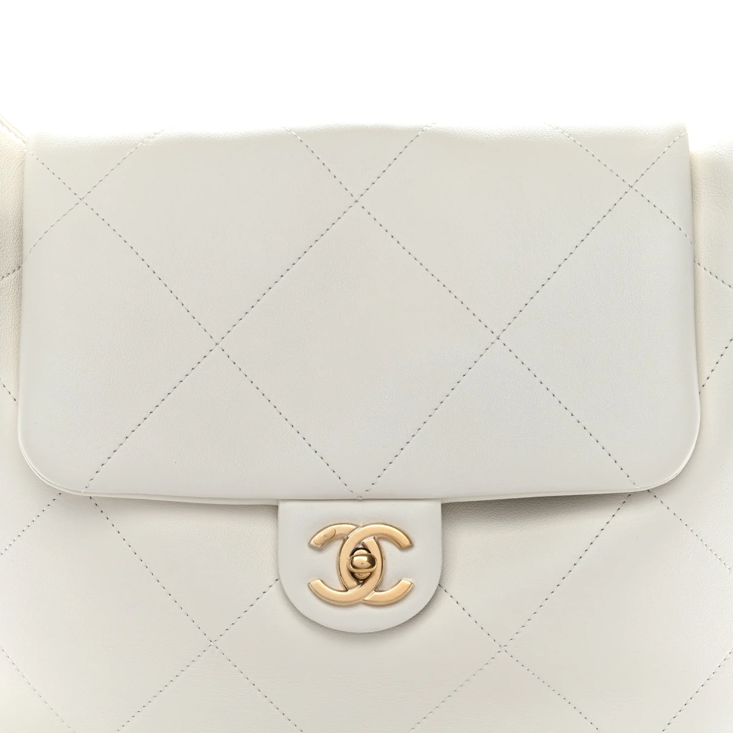 Calfskin Quilted Small Maxi Chain Hobo White - Image 8