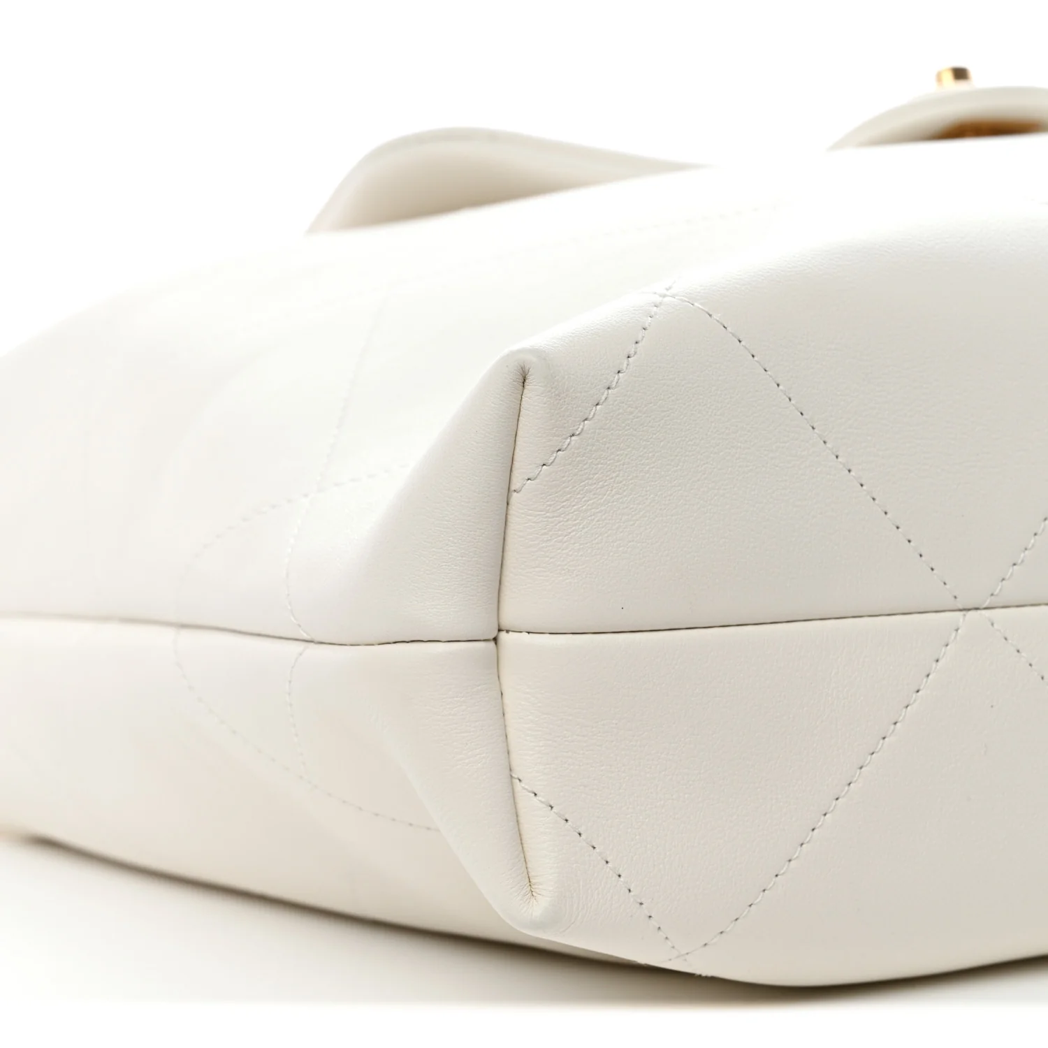 Calfskin Quilted Small Maxi Chain Hobo White - Image 9