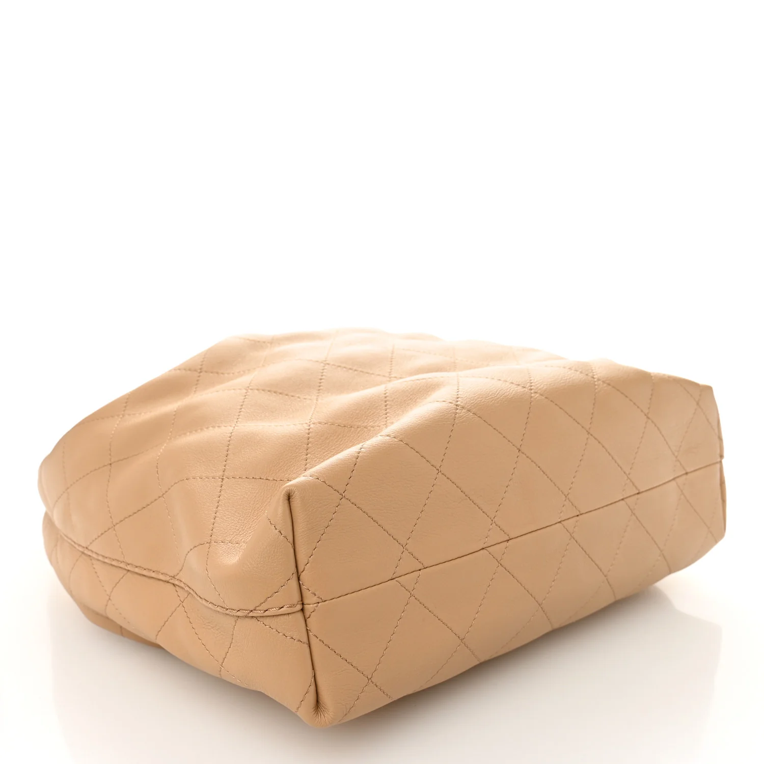 Calfskin Quilted Small Maxi Hobo Beige - Image 4