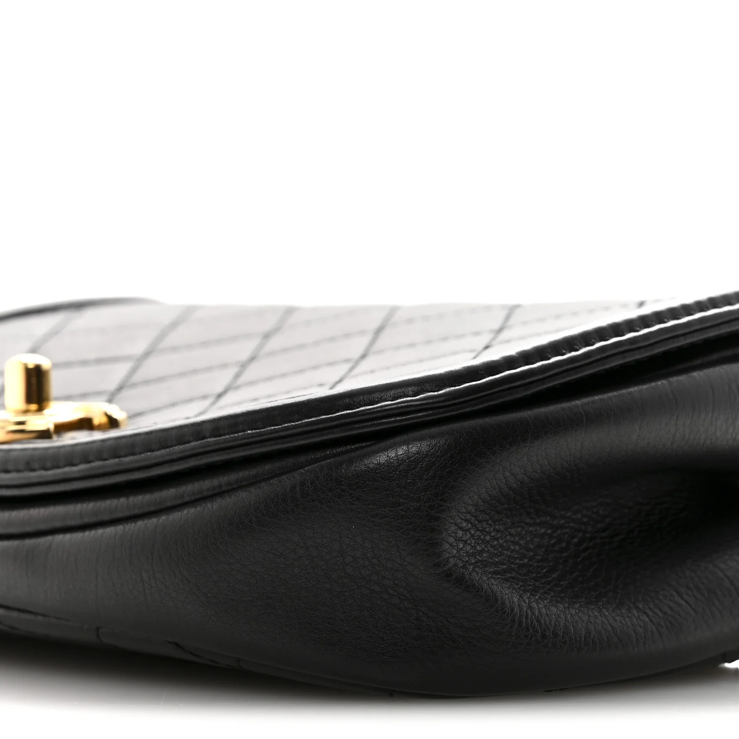 Calfskin Quilted Small Underline Flap Black - Image 10