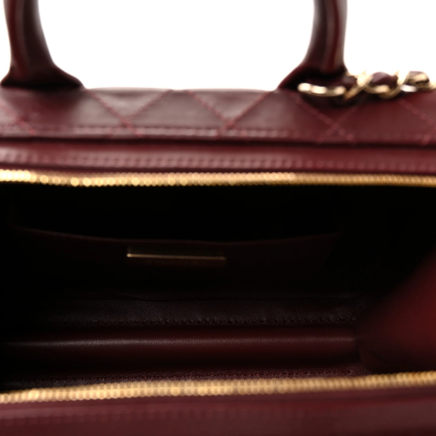 Calfskin Quilted Studded Square Vanity Case Burgundy - Image 5