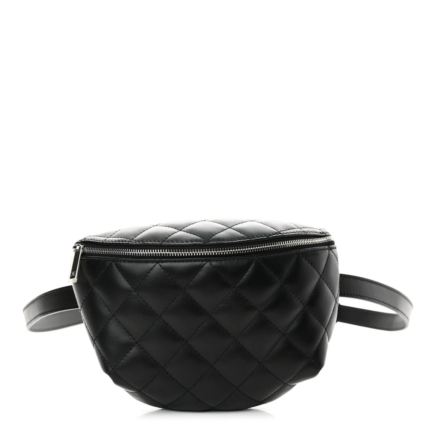 Calfskin Quilted Waist Belt Bag Black
