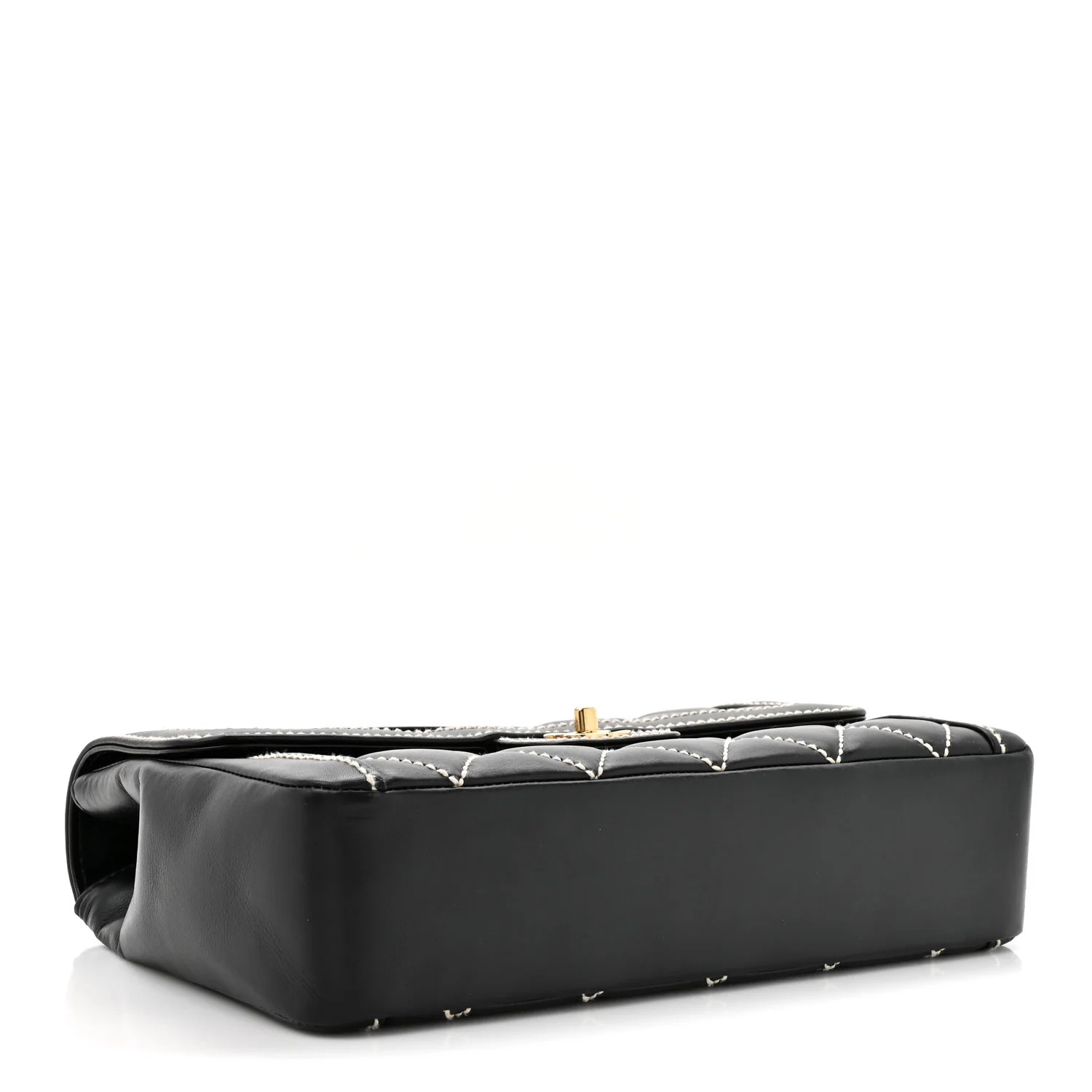Calfskin Quilted Wild Stitch Large Top Handle Flap Black - Image 4