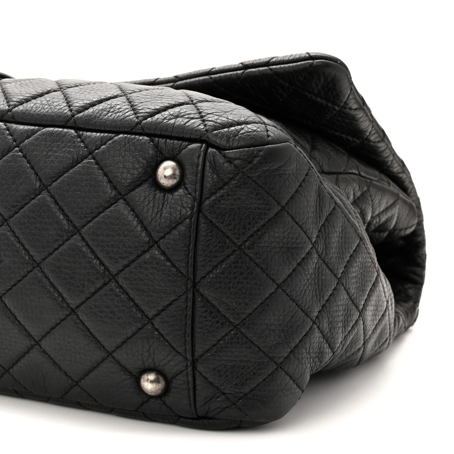 Calfskin Quilted XXL Travel Flap Bag Black - Image 10