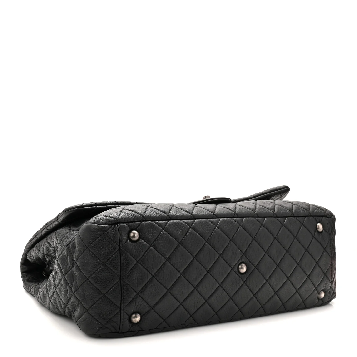 Calfskin Quilted XXL Travel Flap Bag Black - Image 4