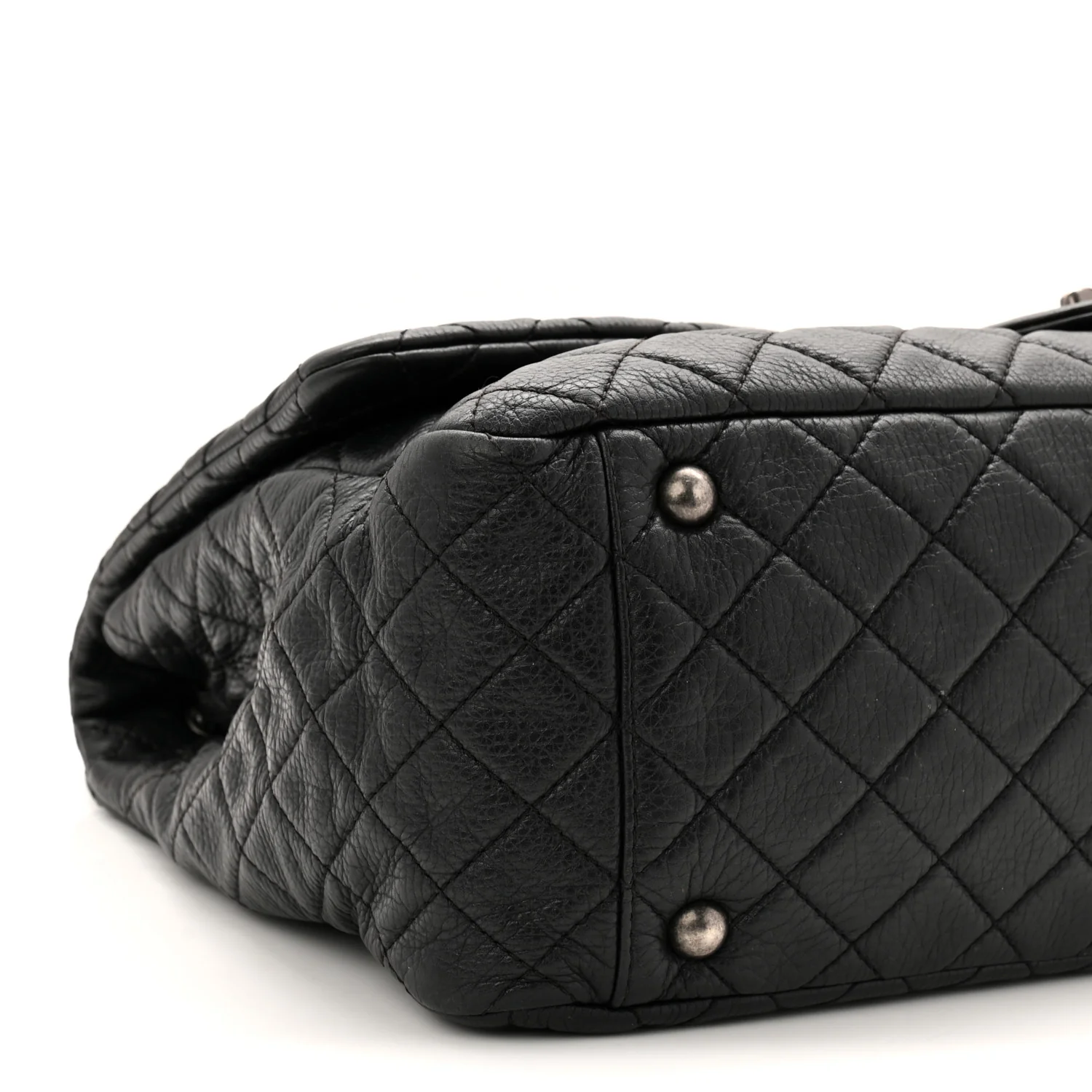 Calfskin Quilted XXL Travel Flap Bag Black - Image 9