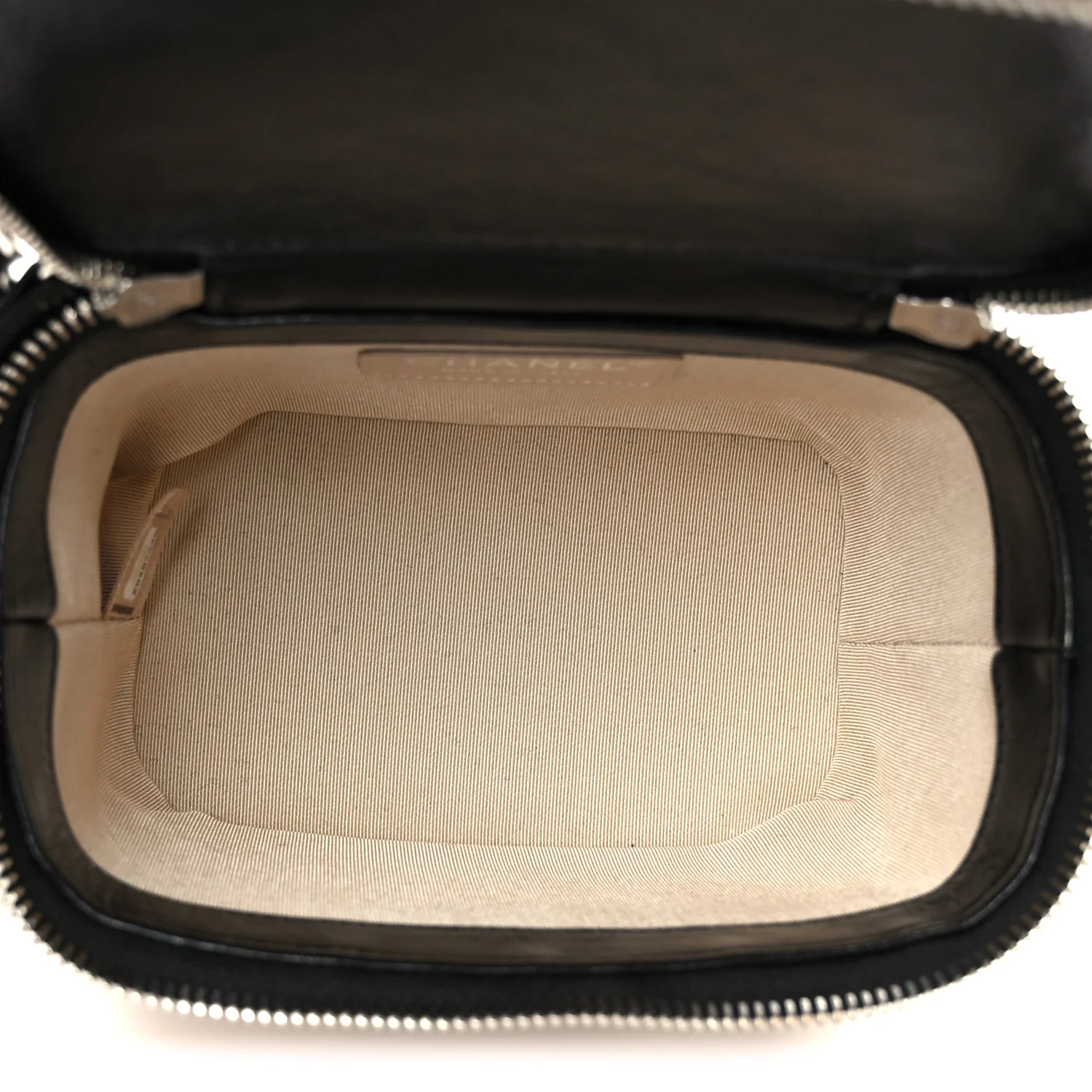 Calfskin Raffia Small Vanity Case Bag Black Beige - Image 5