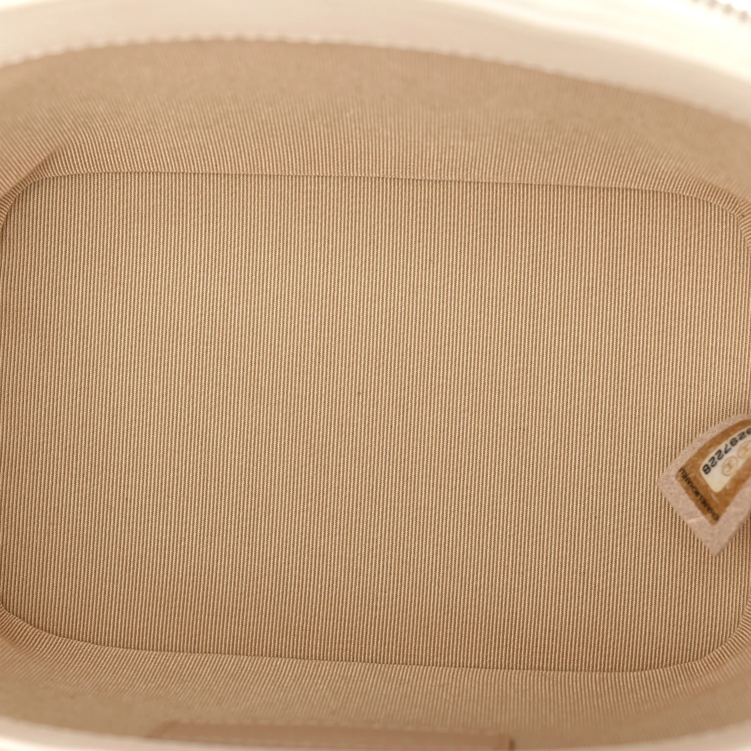 Calfskin Raffia Small Vanity Case Bag White Beige - Image 8