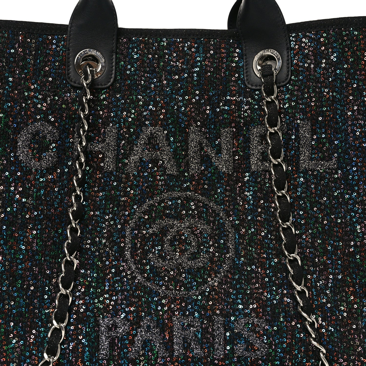 Calfskin Sequin Medium Deauville Tote Black - Image 8