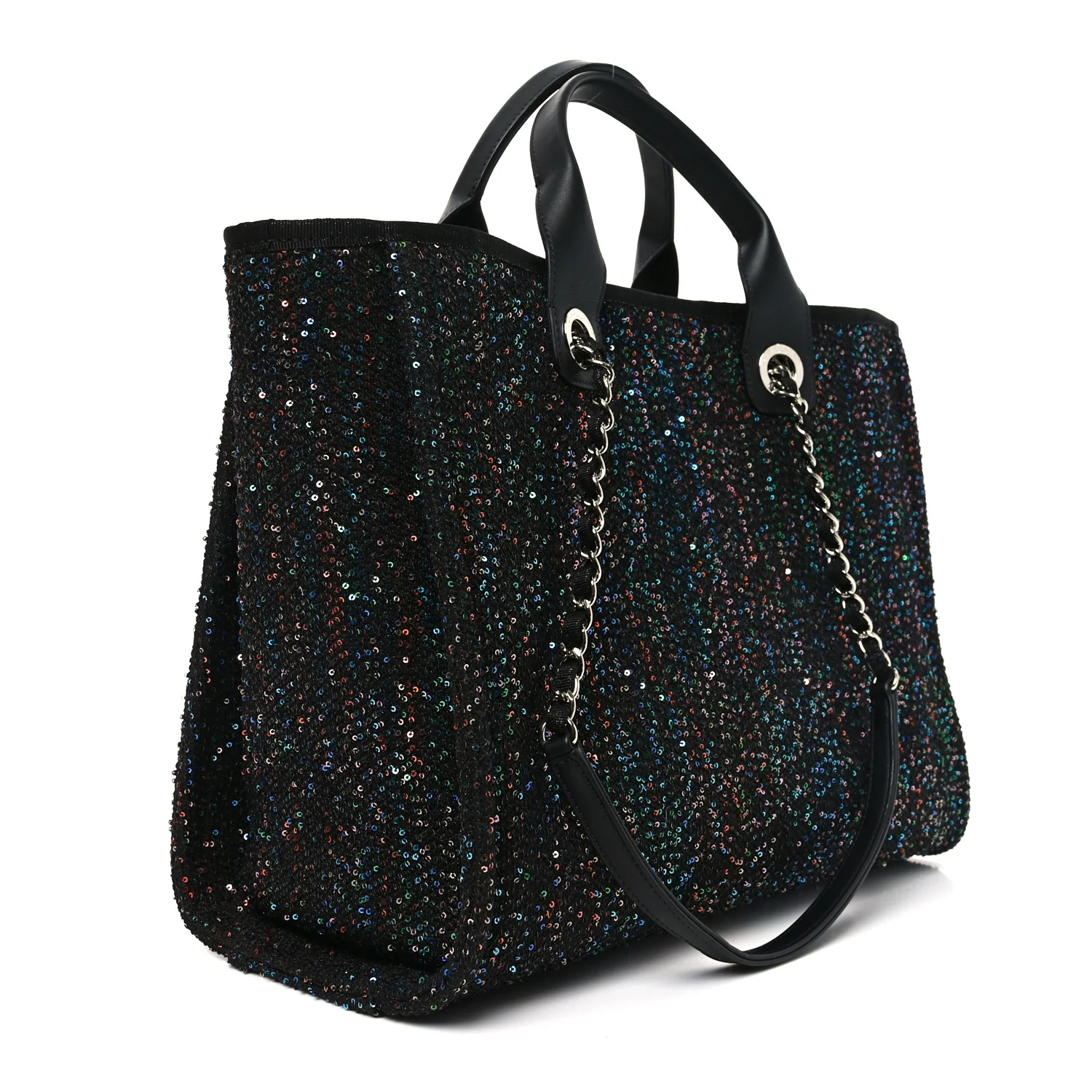 Calfskin Sequin Small Deauville Tote Black - Image 2