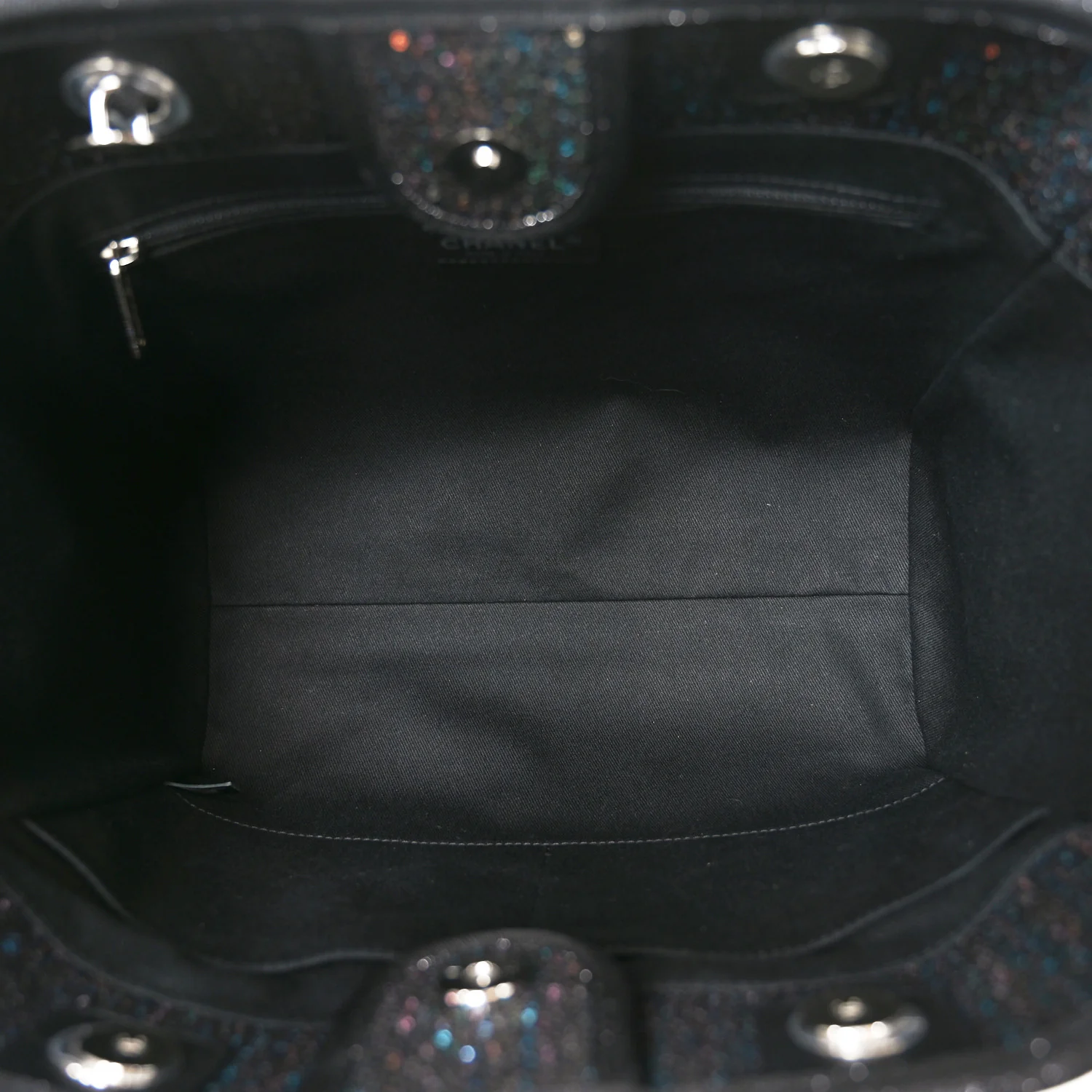Calfskin Sequin Small Deauville Tote Black - Image 5