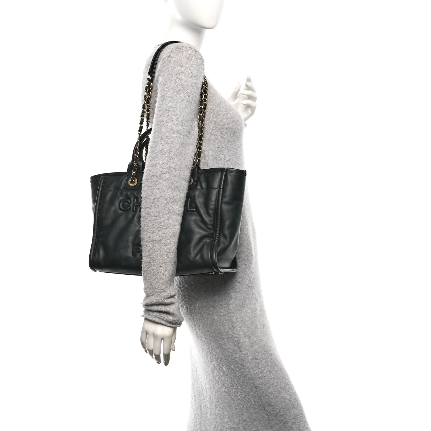Calfskin Small Deauville Tote Black - Image 2