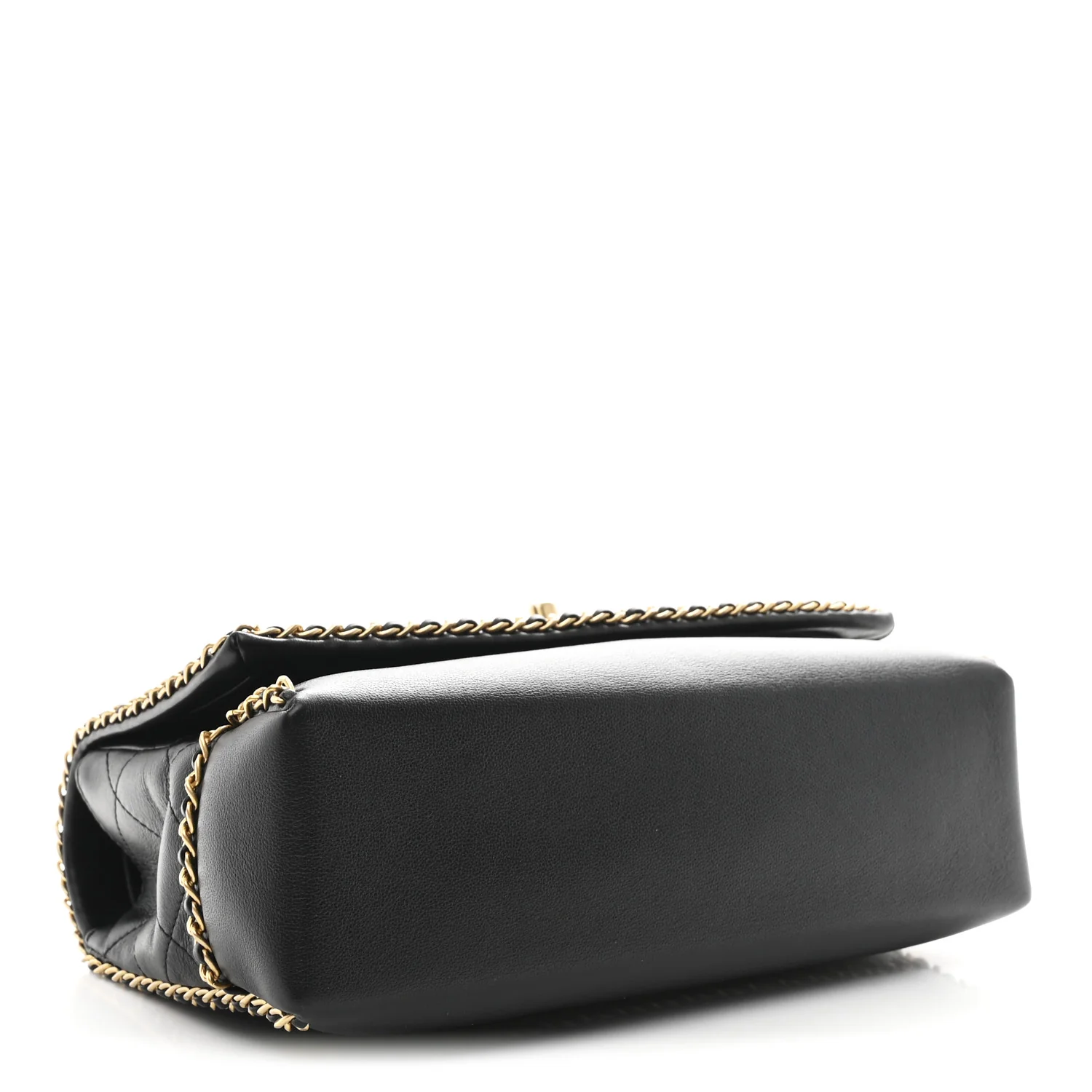 Calfskin Stitched Chain Flap Black - Image 4