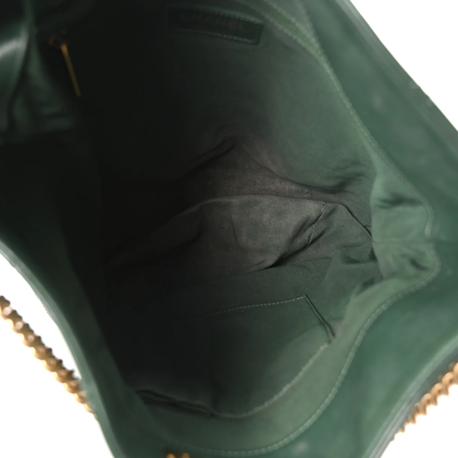 Calfskin Stitched Large Button Up Hobo Dark Green - Image 5