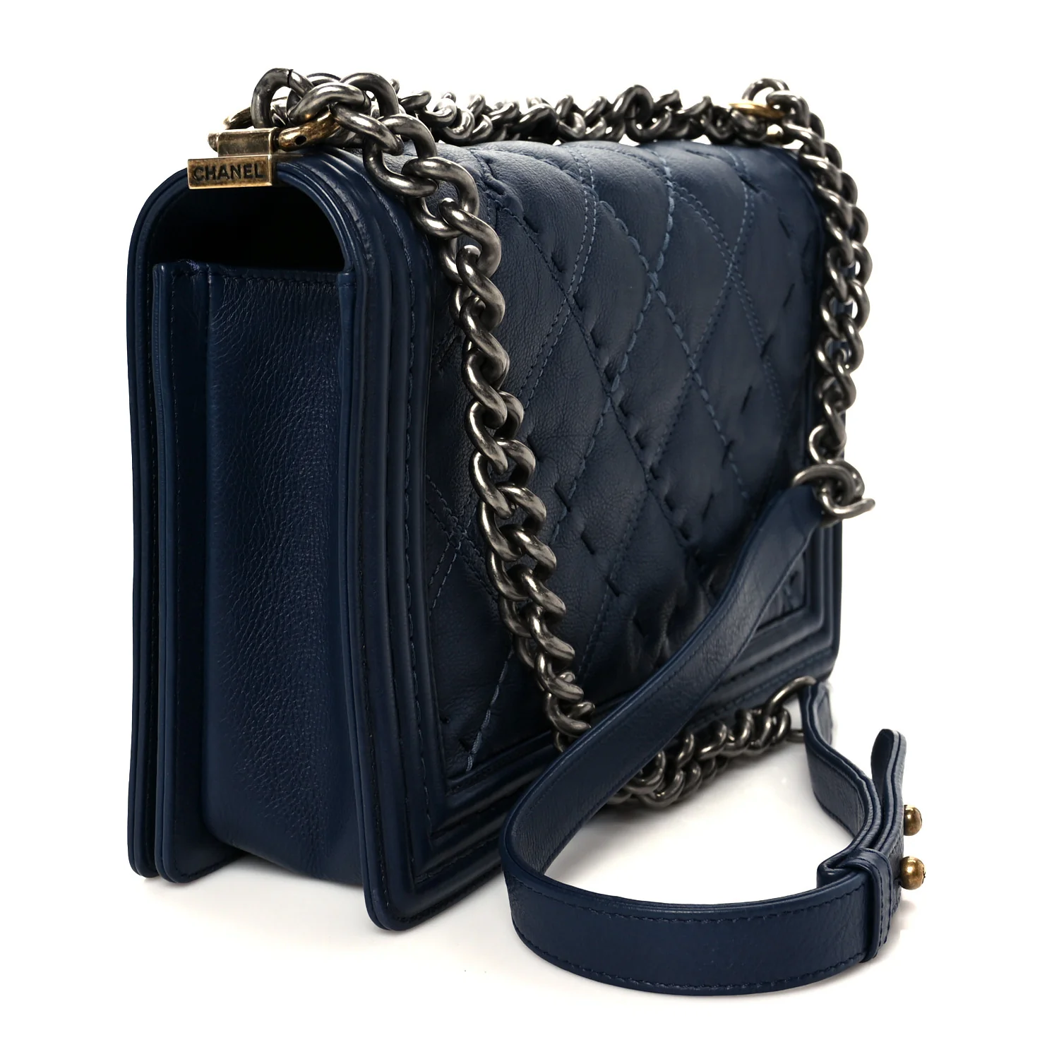Calfskin Stitched New Medium Boy Flap Black - Image 3