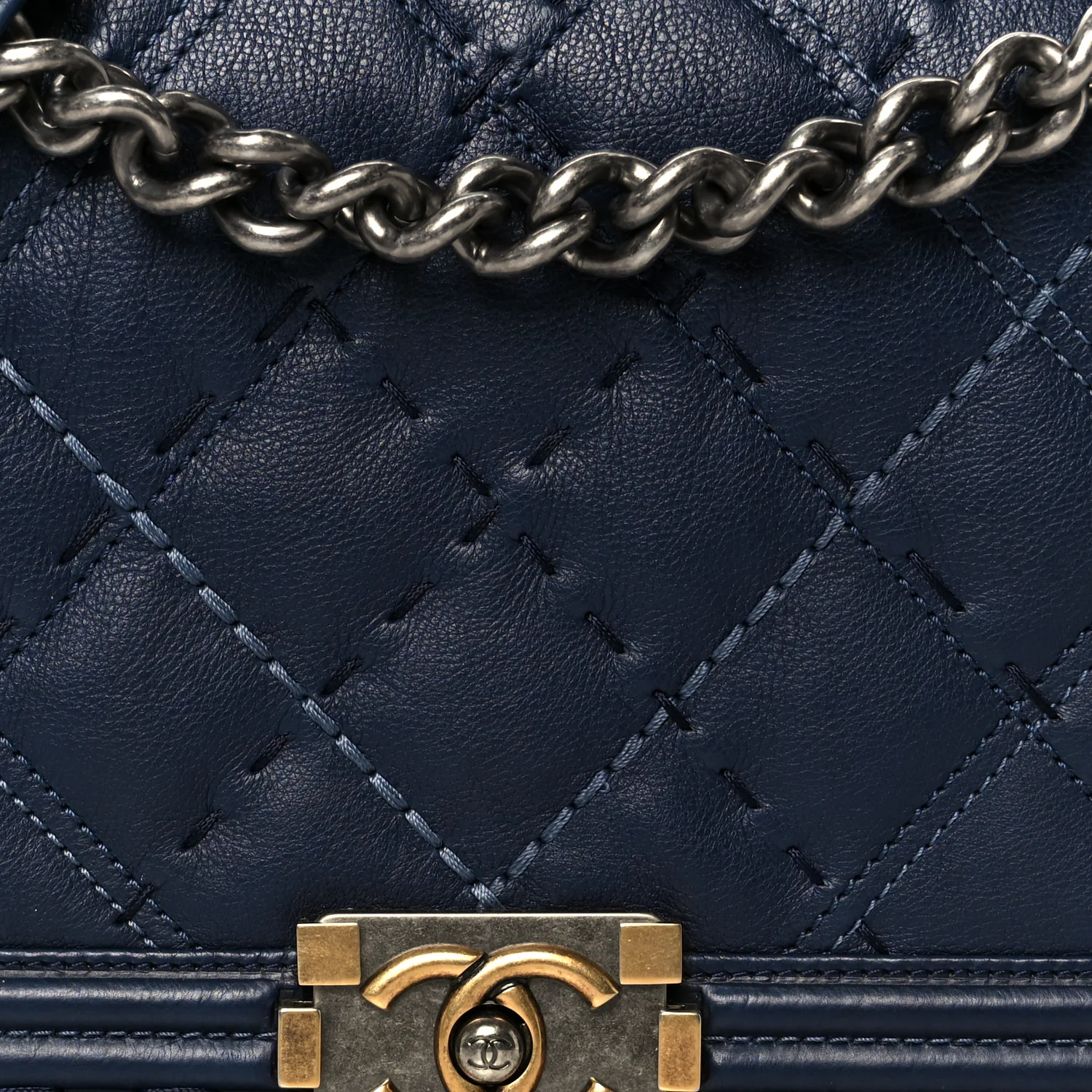 Calfskin Stitched New Medium Boy Flap Black - Image 8
