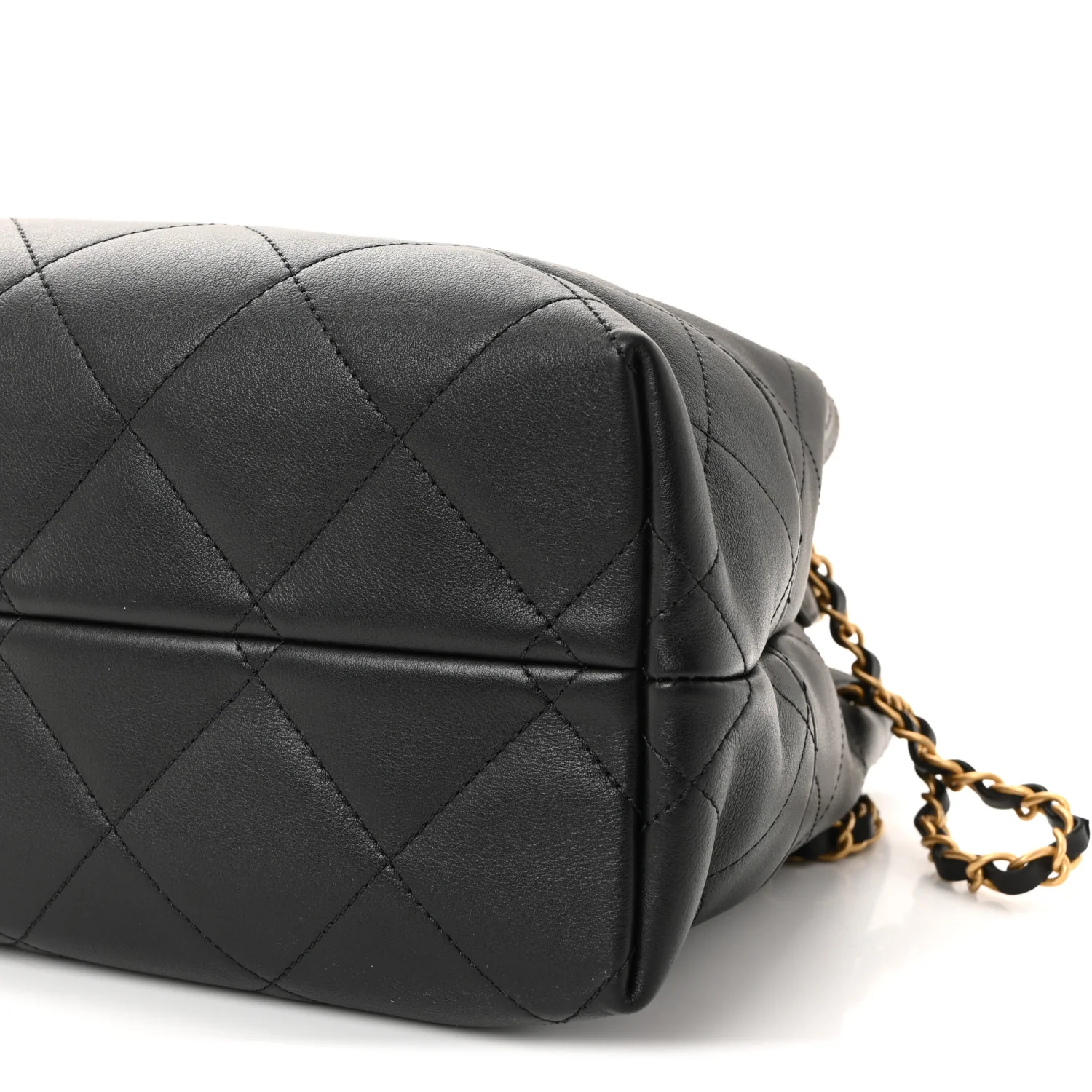 Calfskin Stitched Shopping Bag Black - Image 10