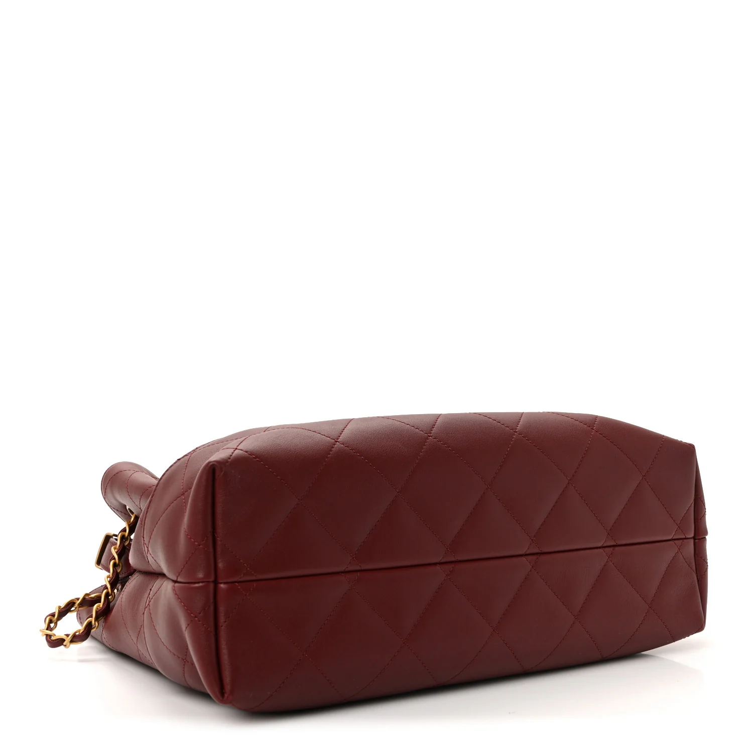 Calfskin Stitched Shopping Bag Burgundy - Image 4