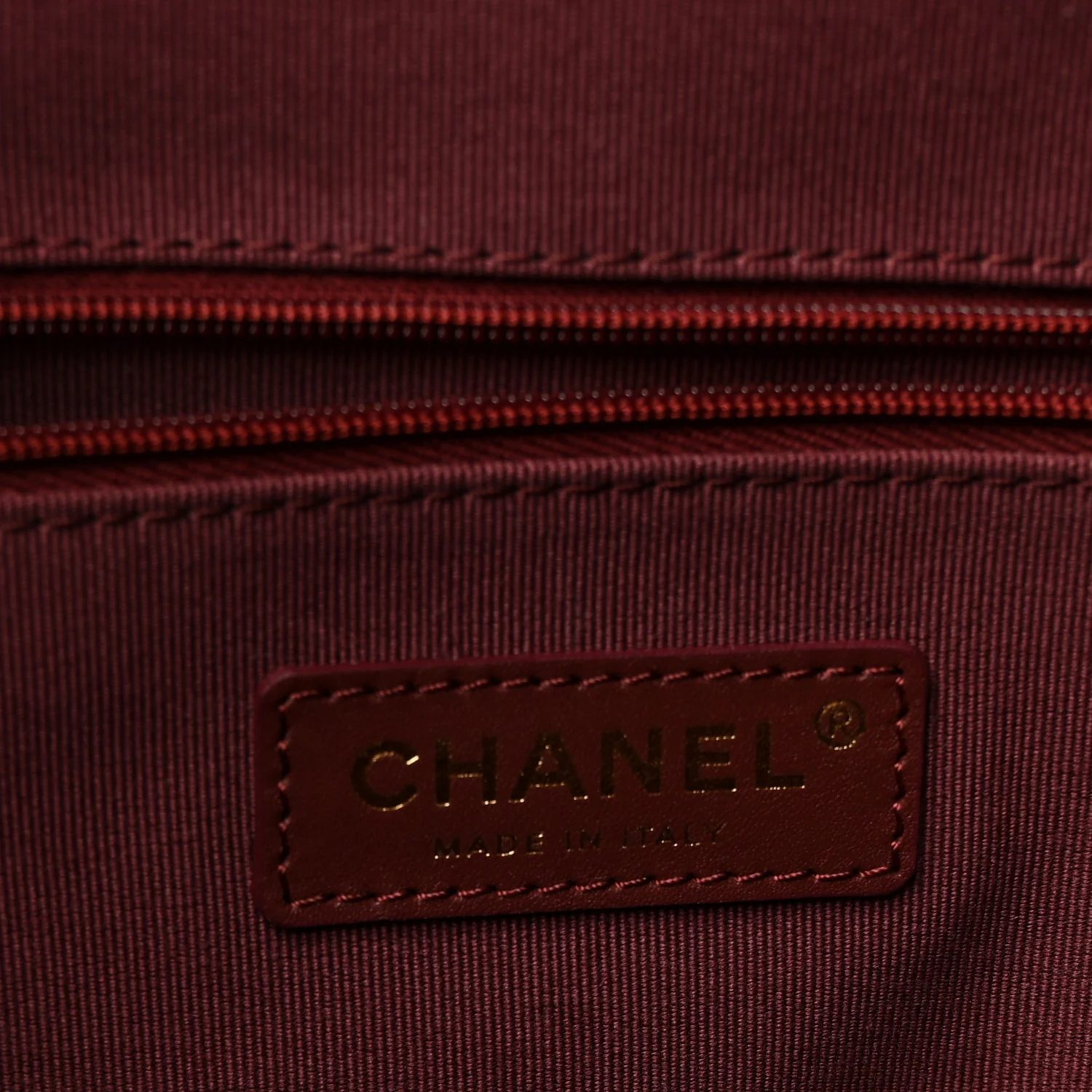 Calfskin Stitched Shopping Bag Burgundy - Image 6
