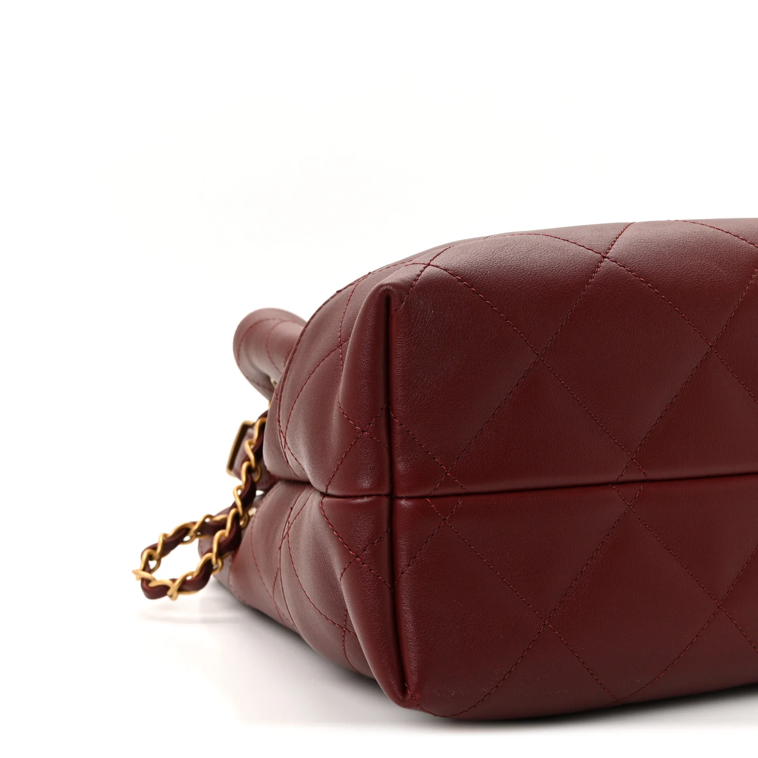 Calfskin Stitched Shopping Bag Burgundy - Image 9
