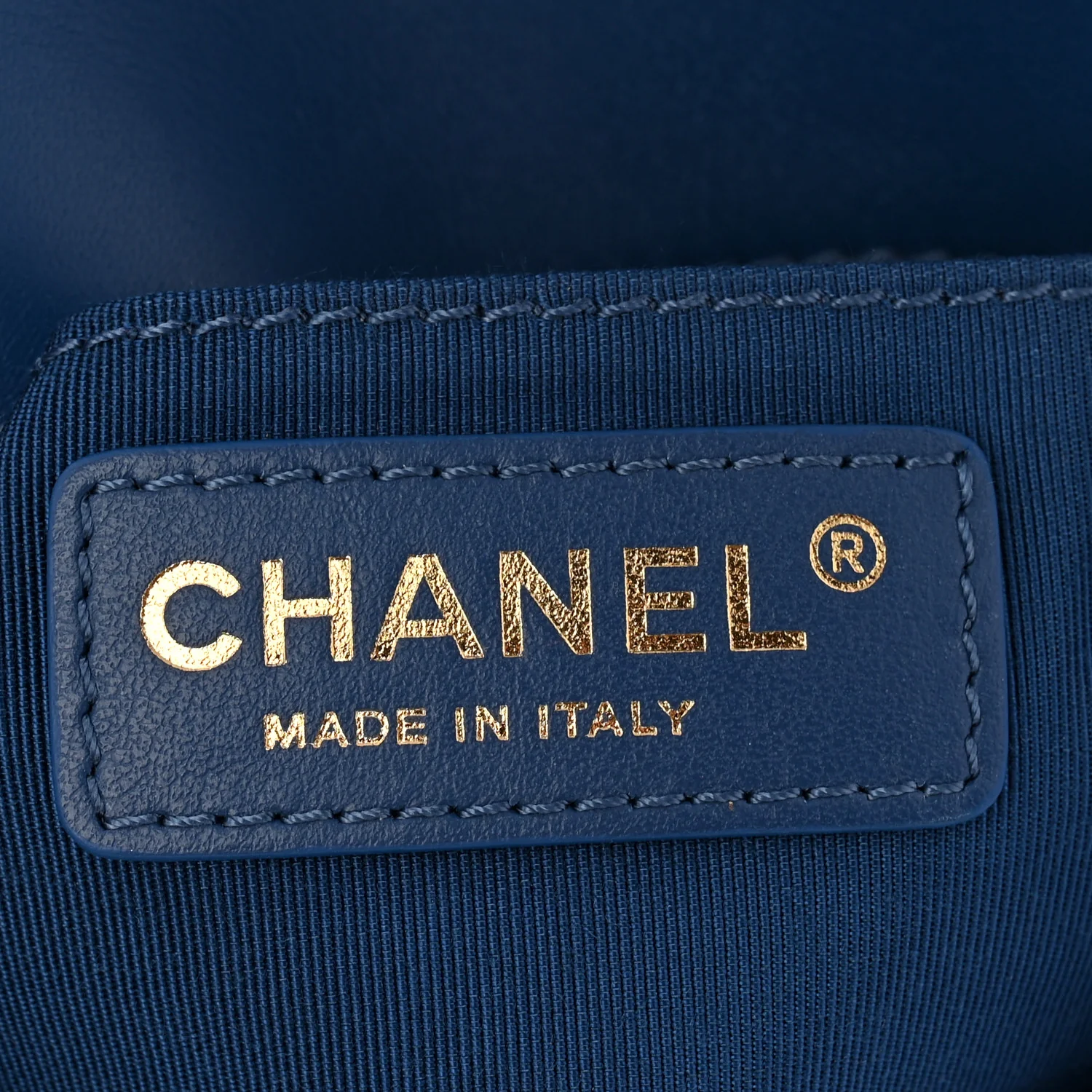 Calfskin Stitched Small Covered CC Flap Bag Blue - Image 6
