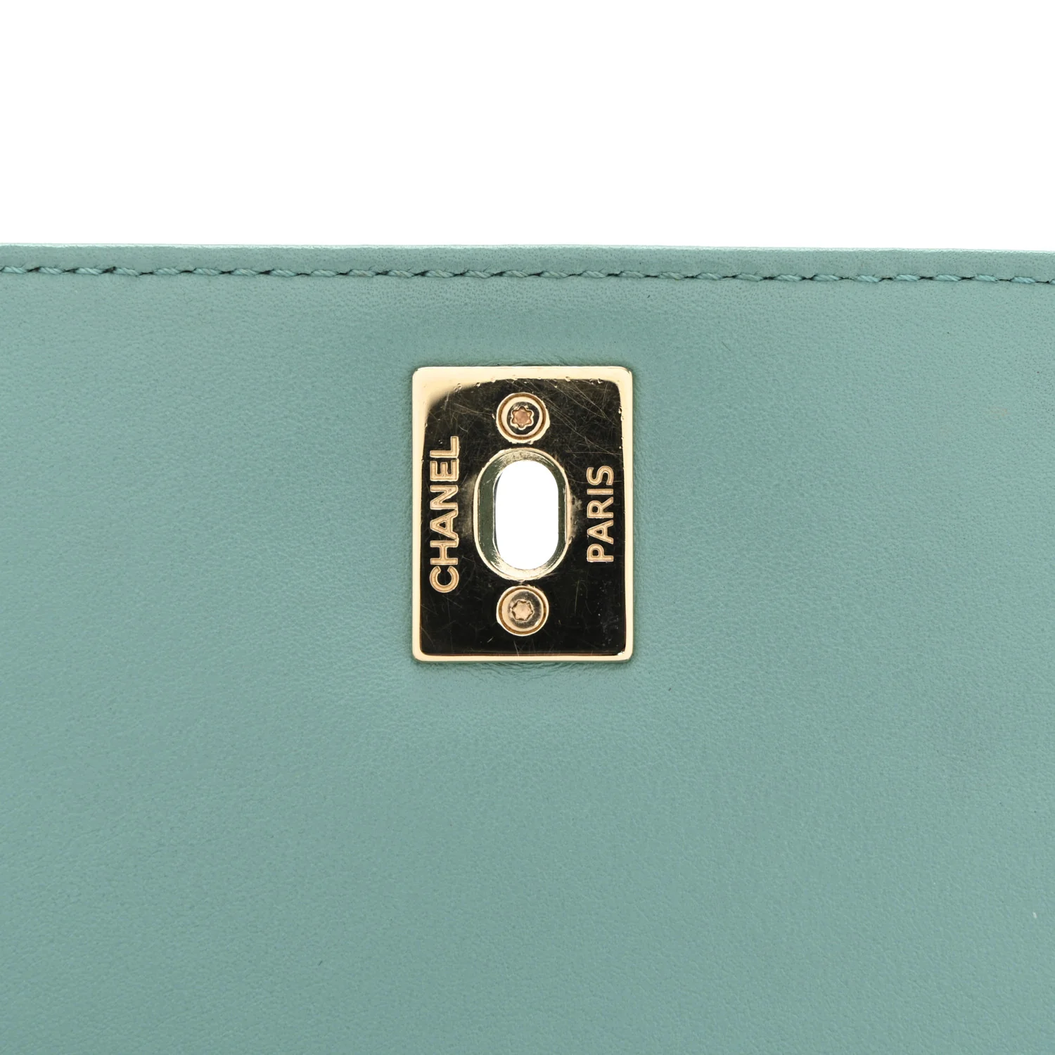 Calfskin Stitched Small Covered CC Flap Bag Green - Image 11