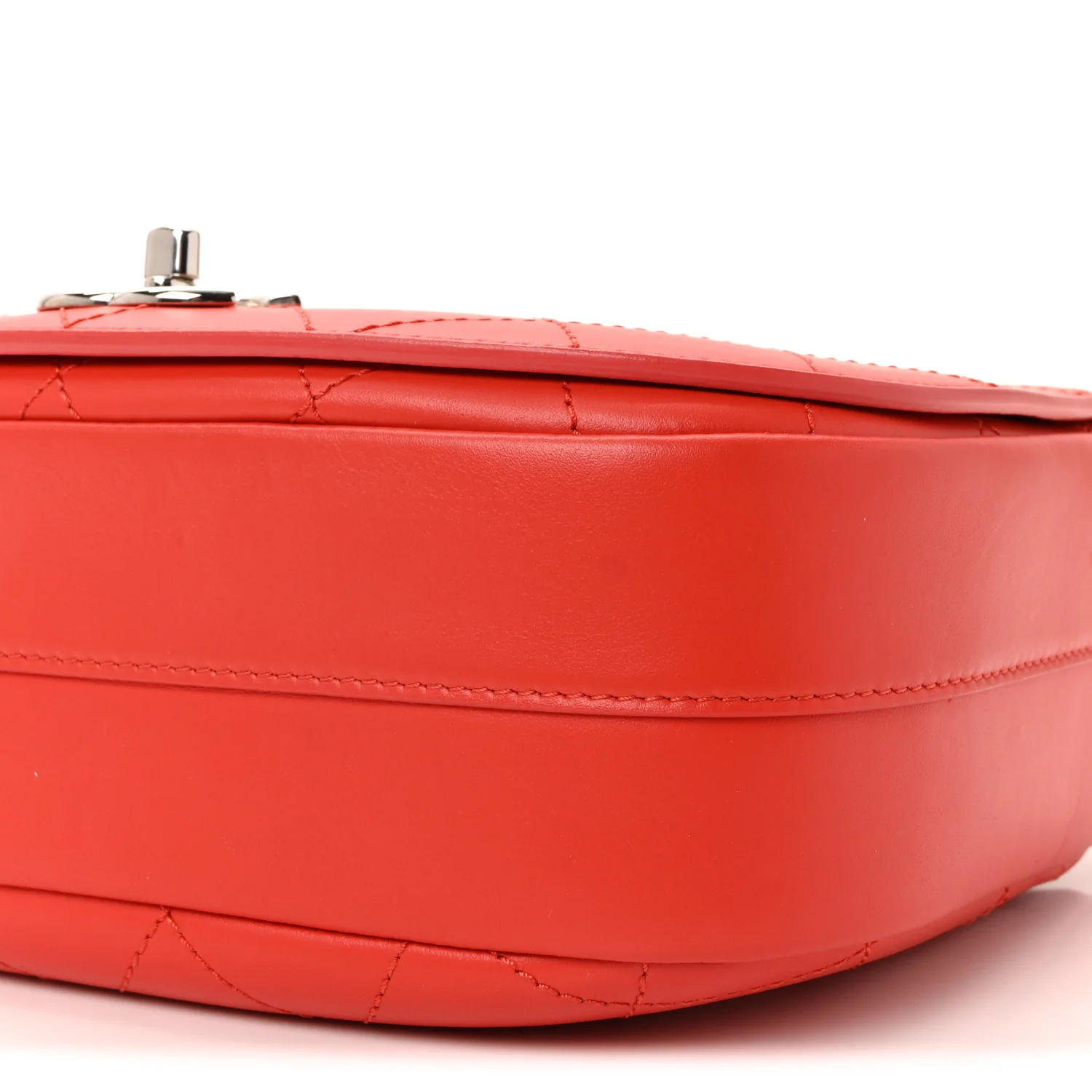 Calfskin Stitched Small Ring My Bag Flap Crossbody Red - Image 10