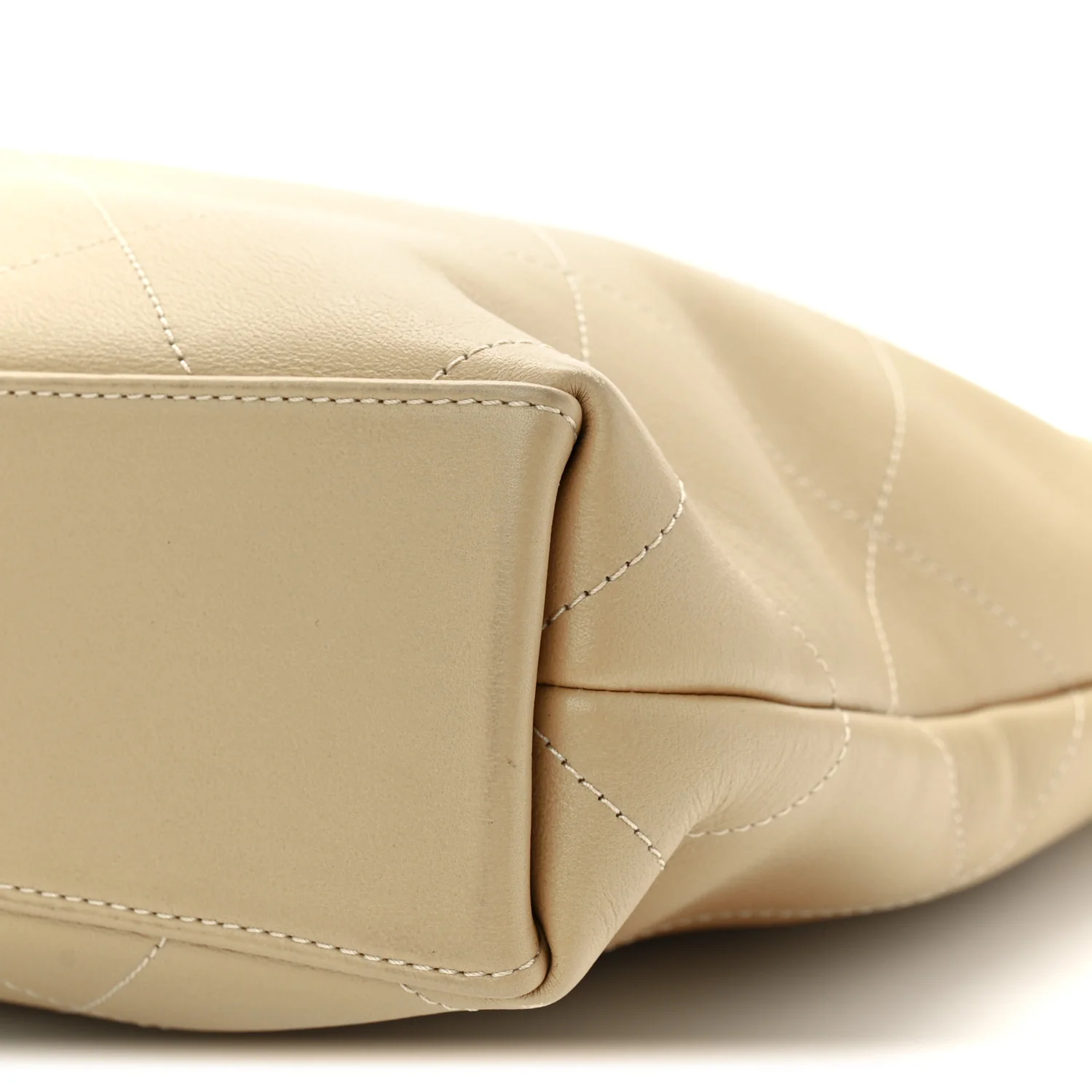 Calfskin Stitched Small Shopping Tote Dark Beige - Image 10