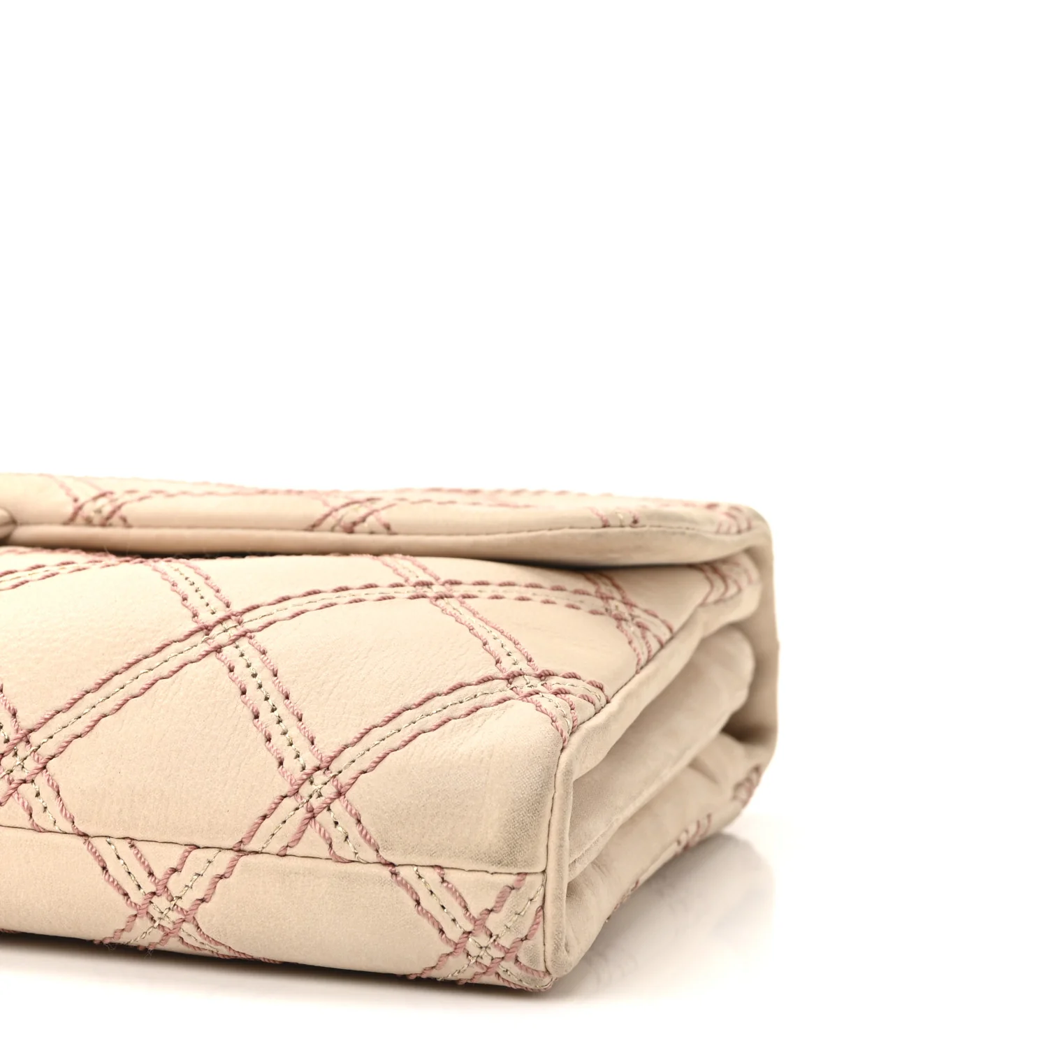 Calfskin Triple Stitch Medium Flap Pink - Image 10