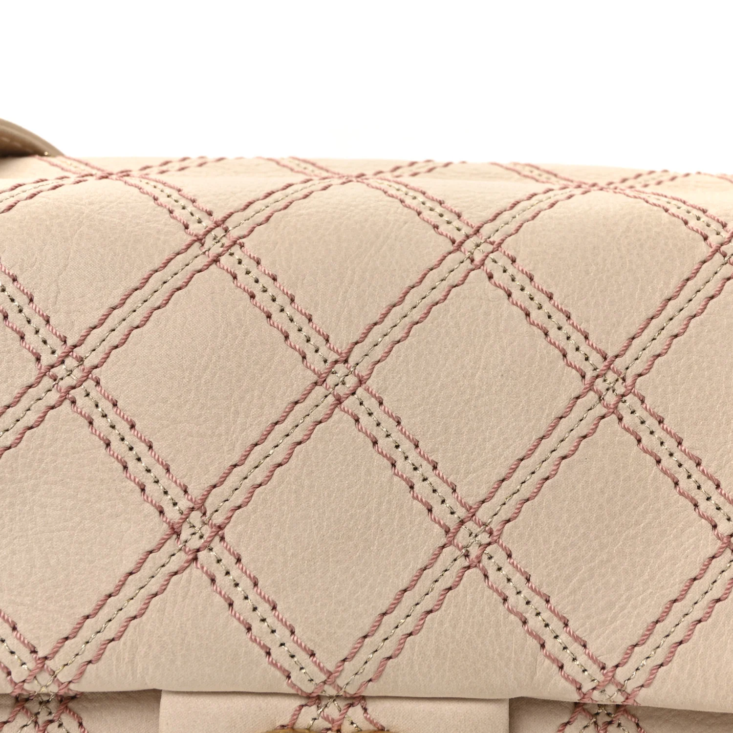Calfskin Triple Stitch Medium Flap Pink - Image 8
