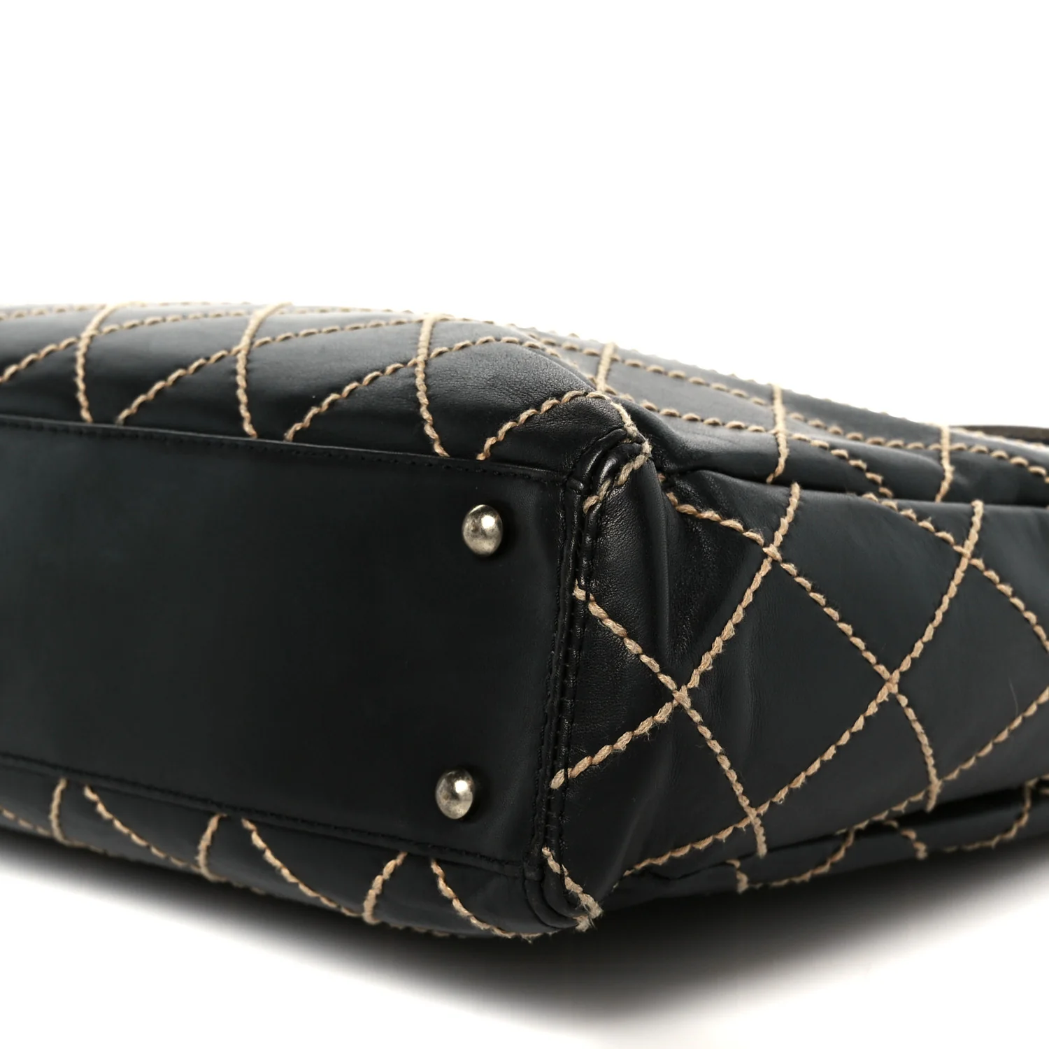 Calfskin Wild Stitch Large Tote Black - Image 10